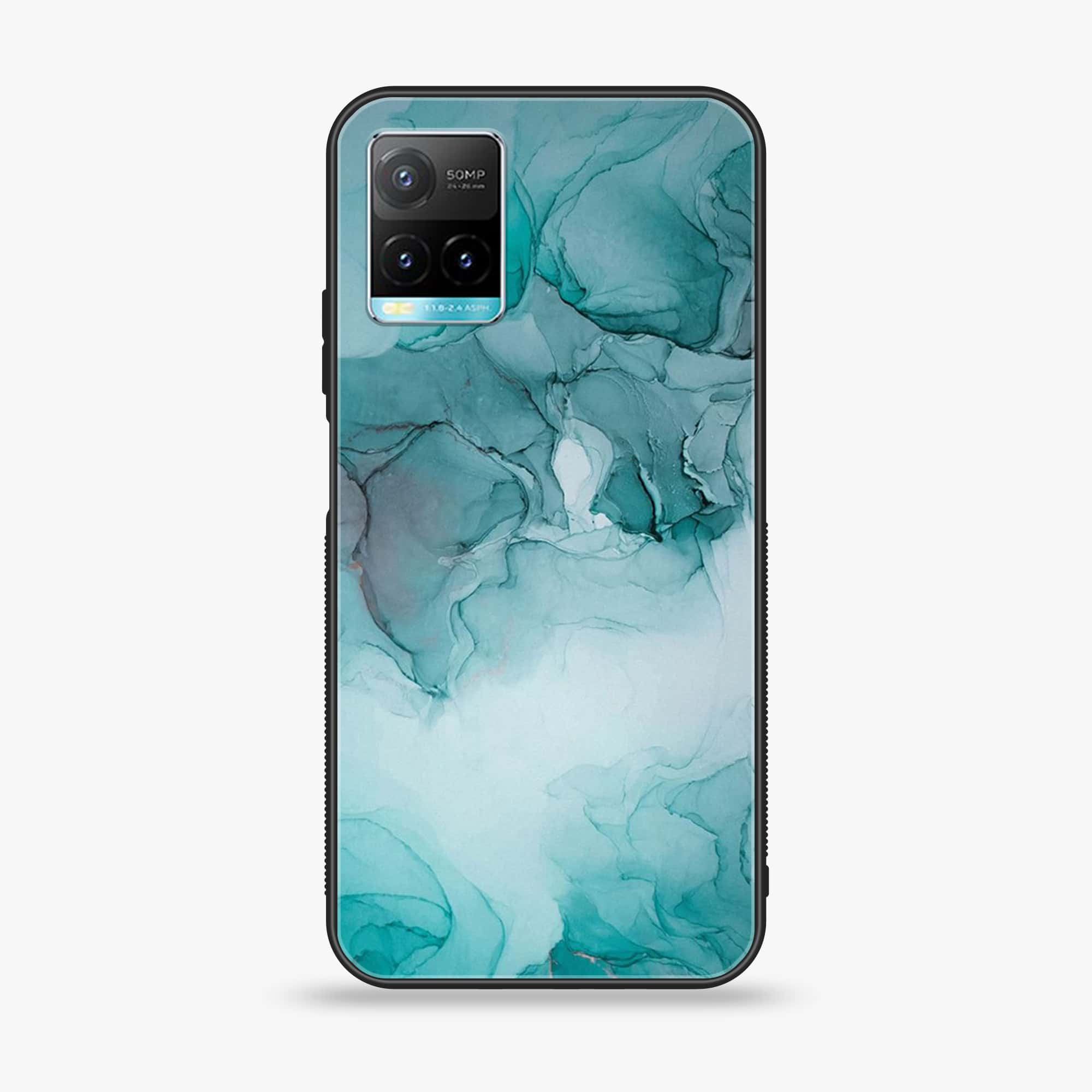 Vivo Y33T - Blue Marble Series - Premium Printed Glass soft Bumper shock Proof Case