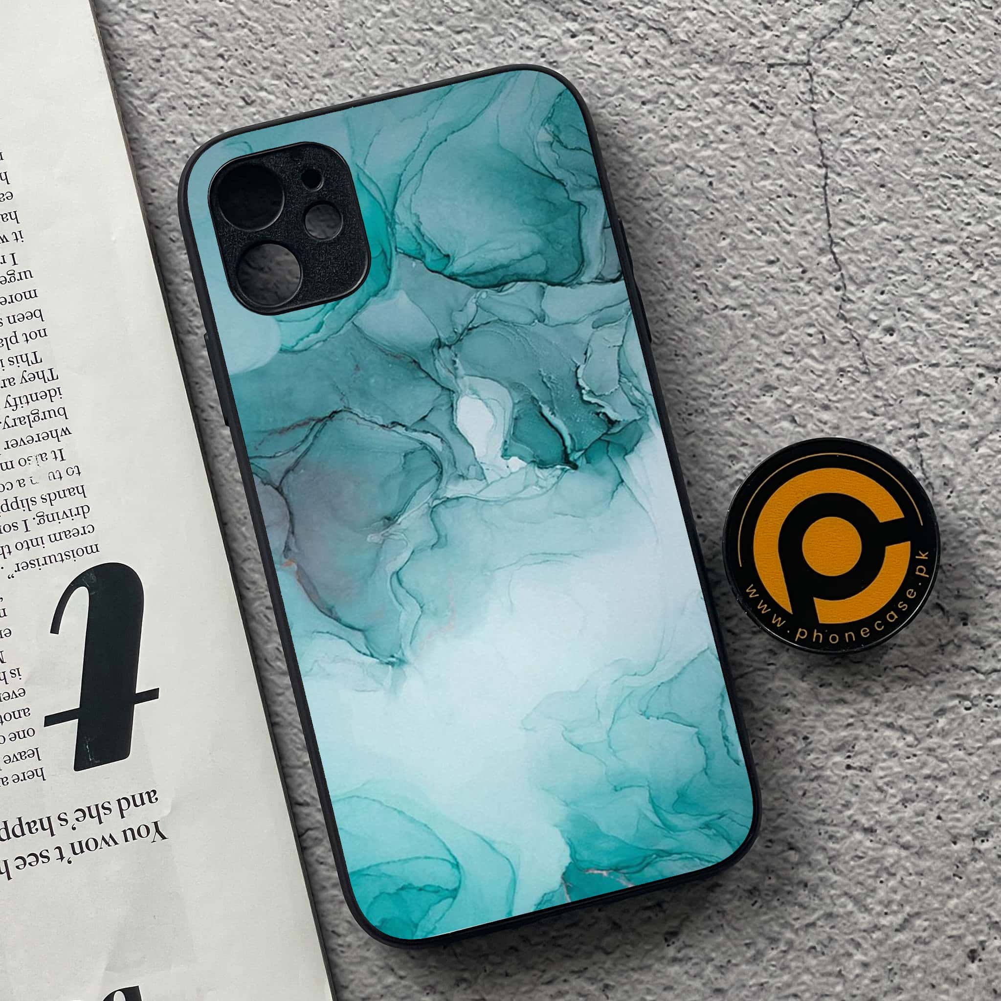 iPhone 11 Blue Marble Series  Premium Printed Glass soft Bumper shock Proof Case