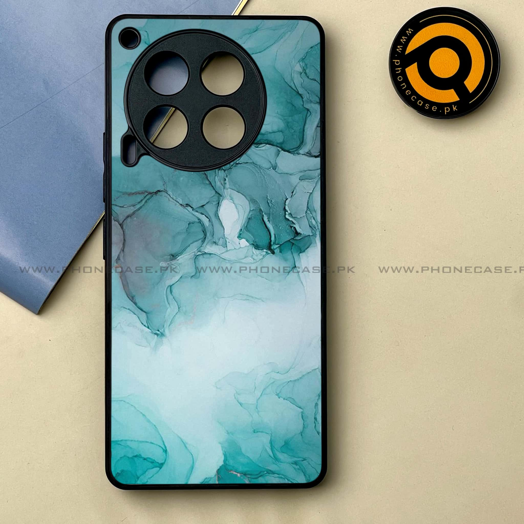 Tecno Camon 30 - Blue Marble Series -  Premium Printed Metal soft Bumper shock Proof Case