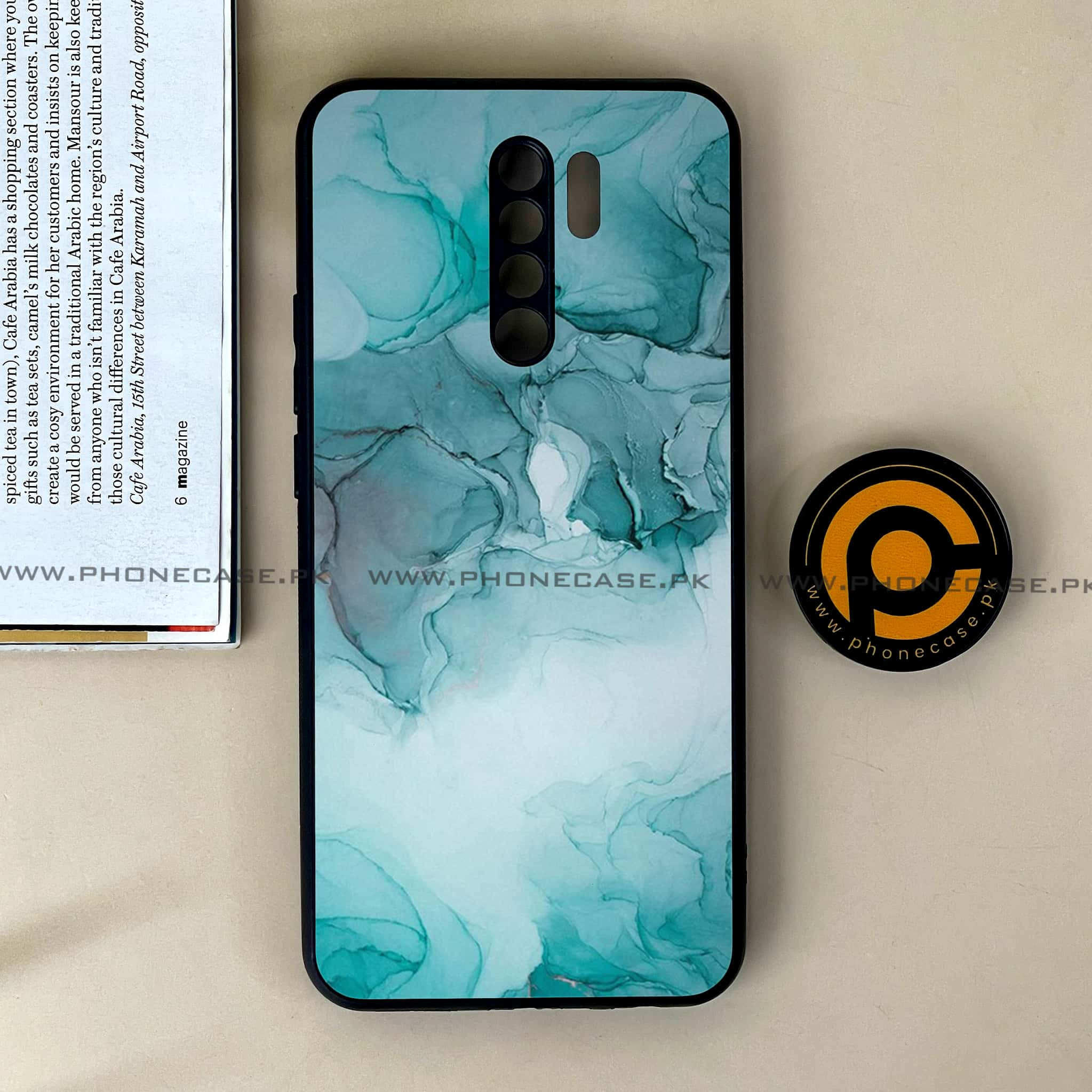 Xiaomi Redmi 9 - Blue Marble Series - Premium Printed Glass soft Bumper shock Proof Case