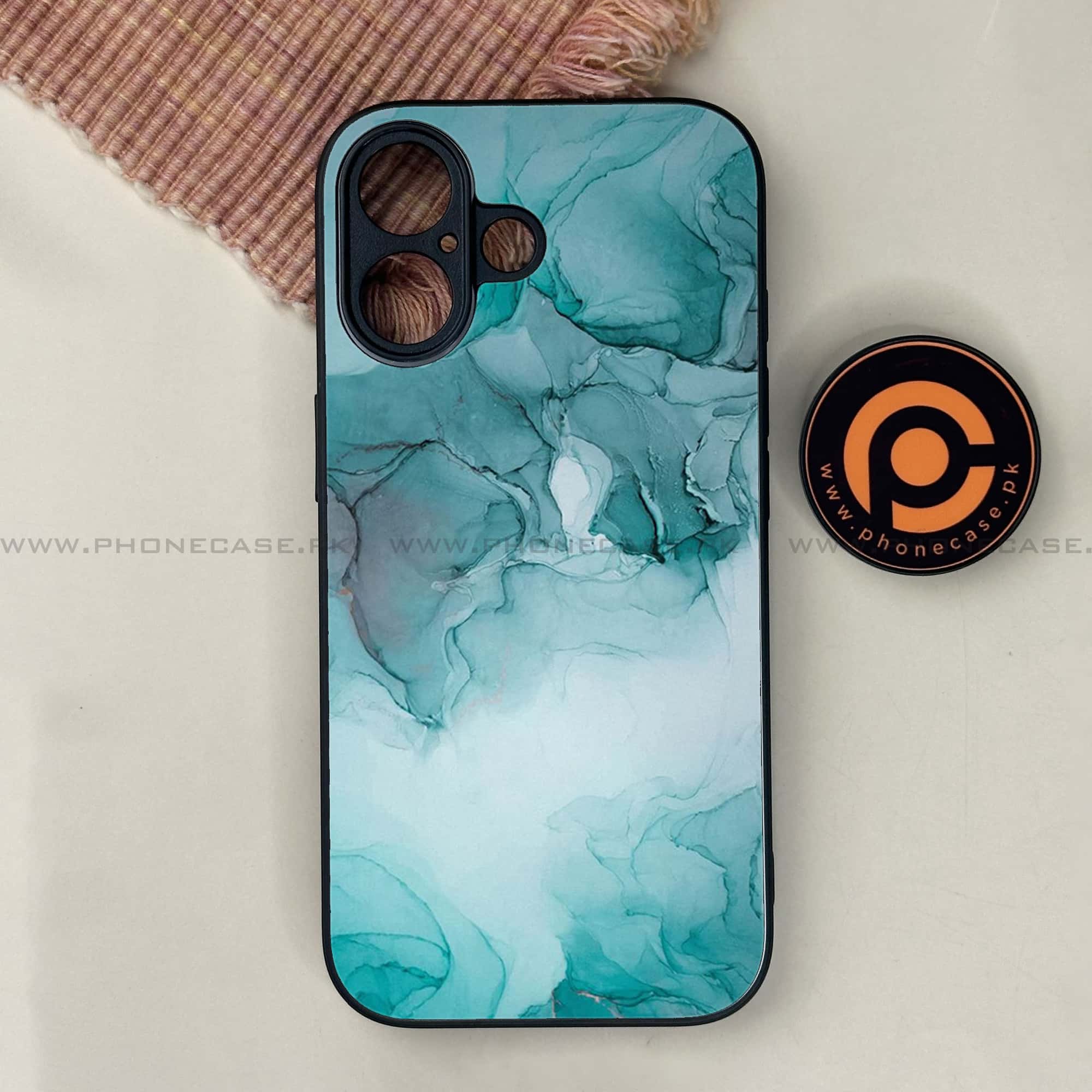 iPhone 17 - Blue Marble Series - Premium Printed Glass soft Bumper shock Proof Case