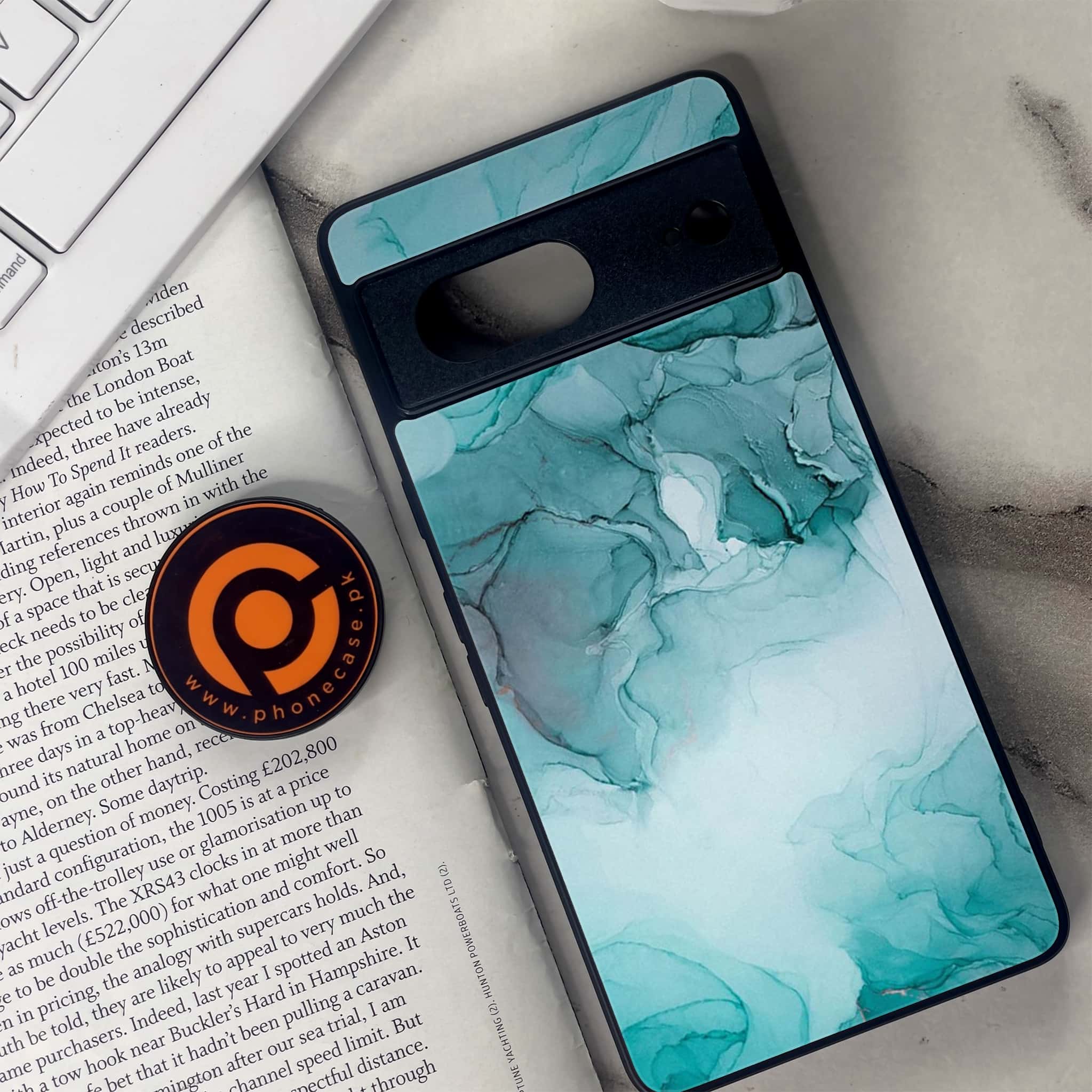 Google Pixel 7 - Blue Marble Series - Premium Metal Printed soft Bumper Shock Proof Case
