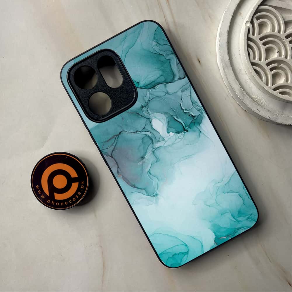 Oppo Reno 14F - Blue Marble Series - Premium Metal Printed Soft Bumper Shockproof Case