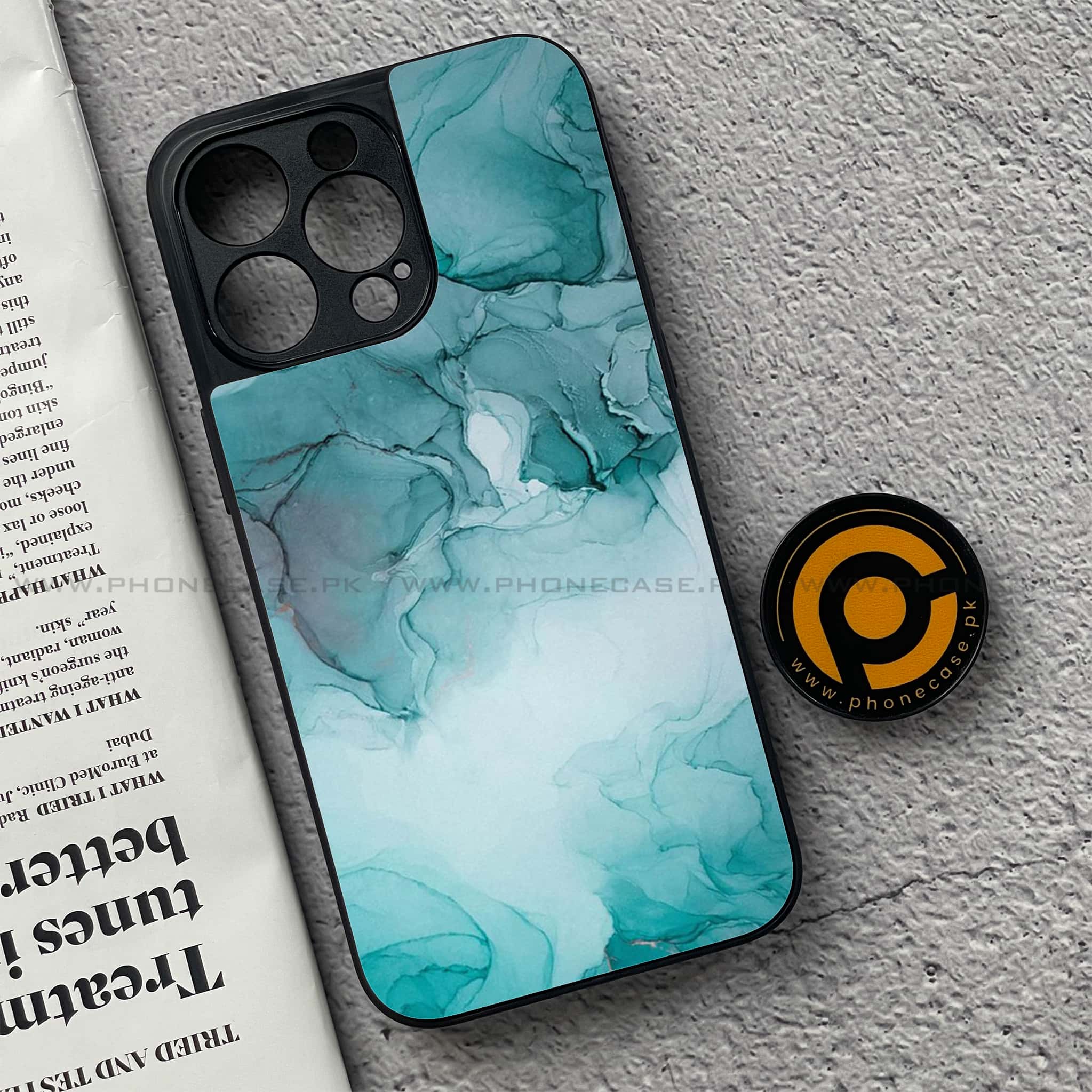 iPhone 15 Pro - Blue Marble Series - Premium Metal Printed soft Bumper shock Proof Case