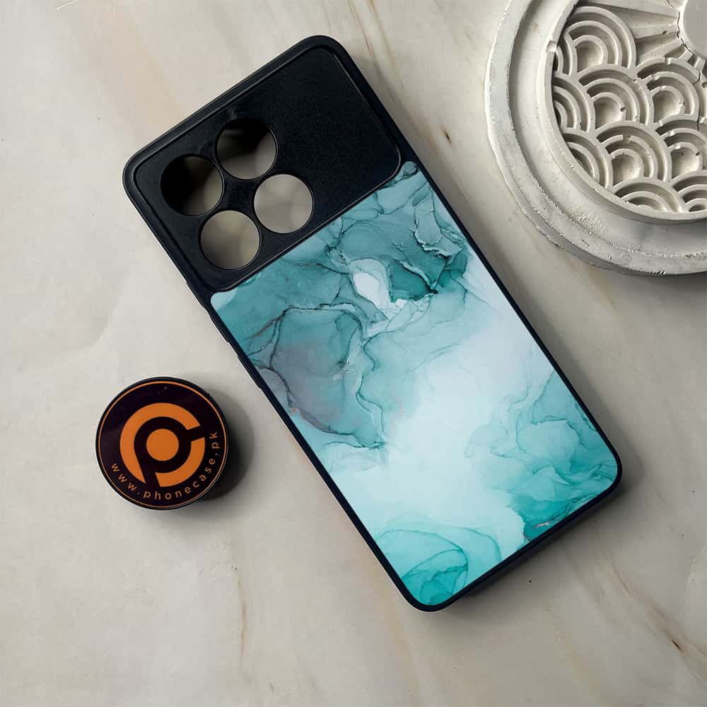 Xiaomi Poco F6 Pro - Blue Marble Series - Premium Metal Printed soft Bumper shock Proof Case
