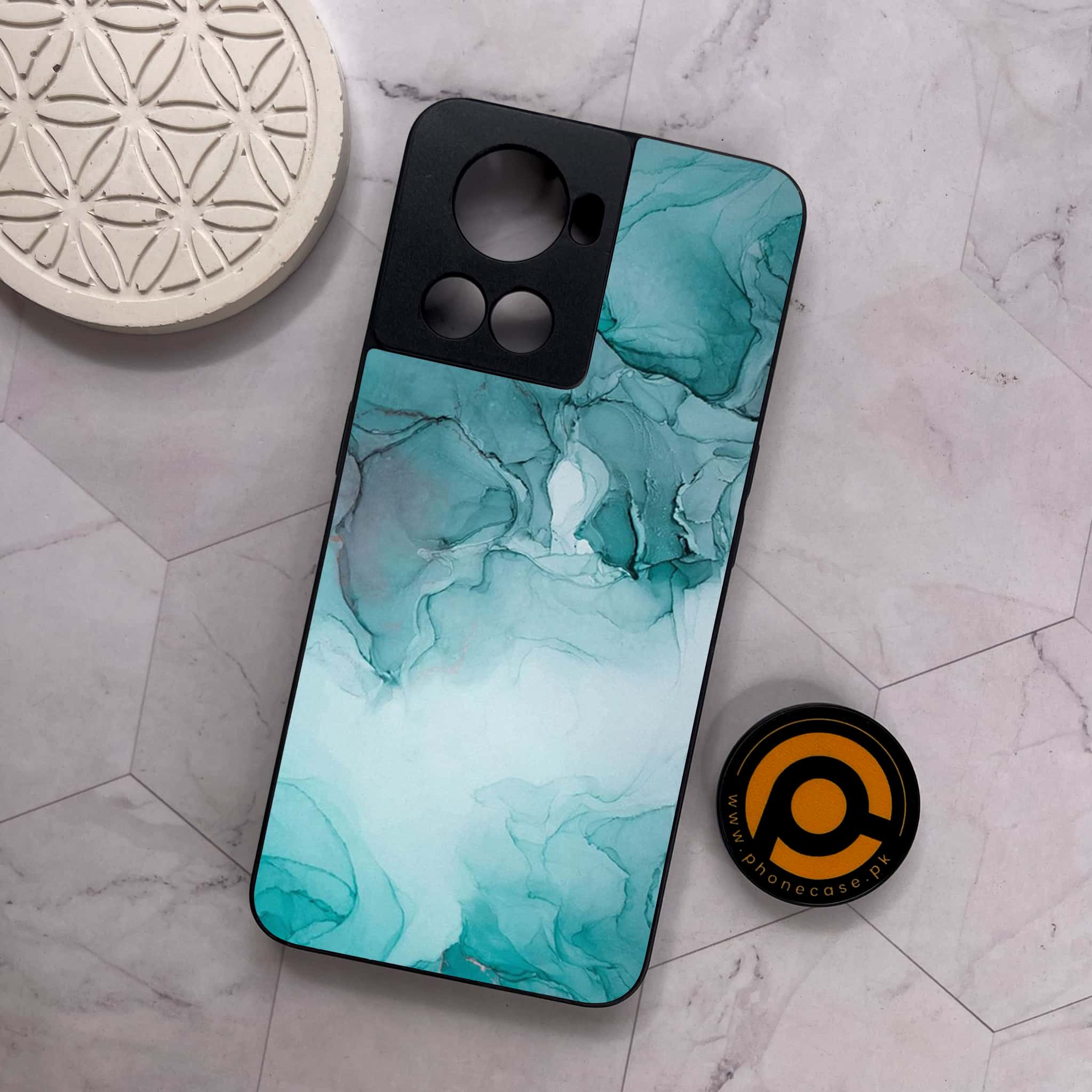 OnePlus 10R - Blue Marble Series - Premium Metal Printed soft Bumper shock Proof Case