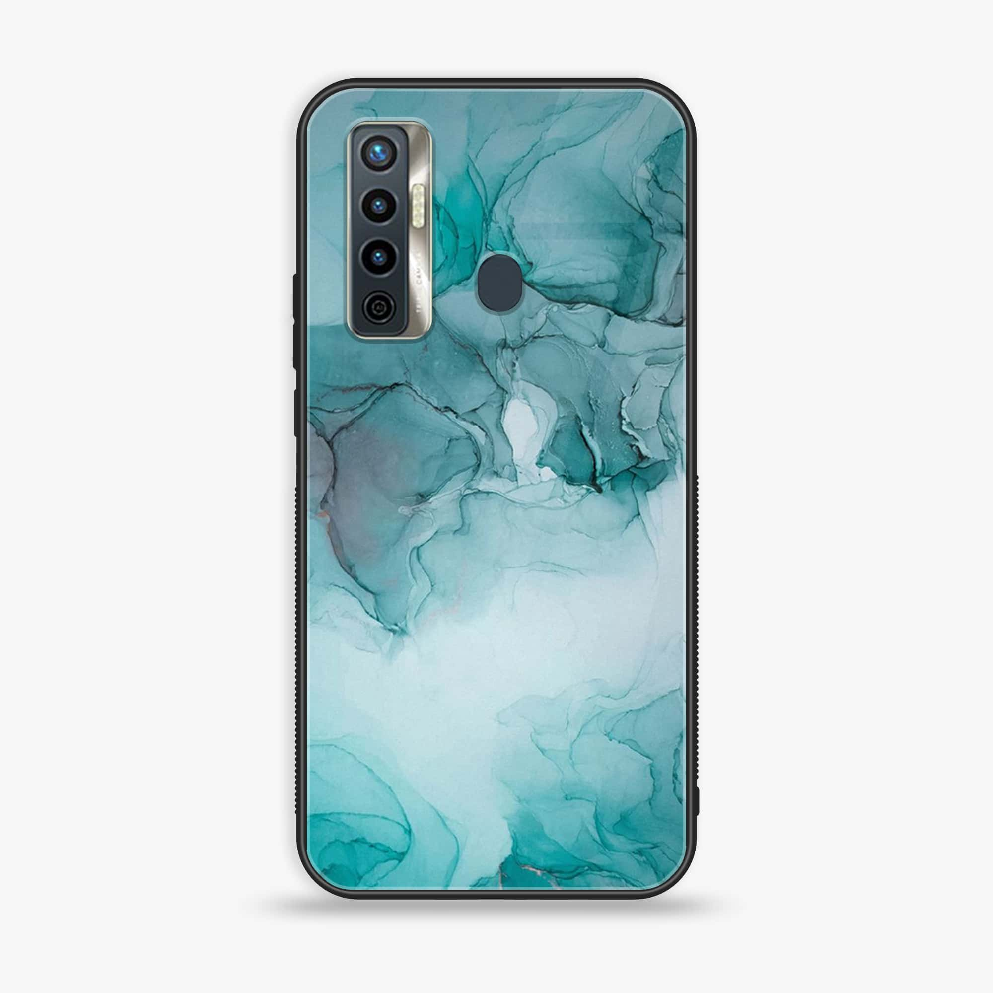 Tecno Camon 17 - Blue Marble Series - Premium Printed Glass soft Bumper shock Proof Case