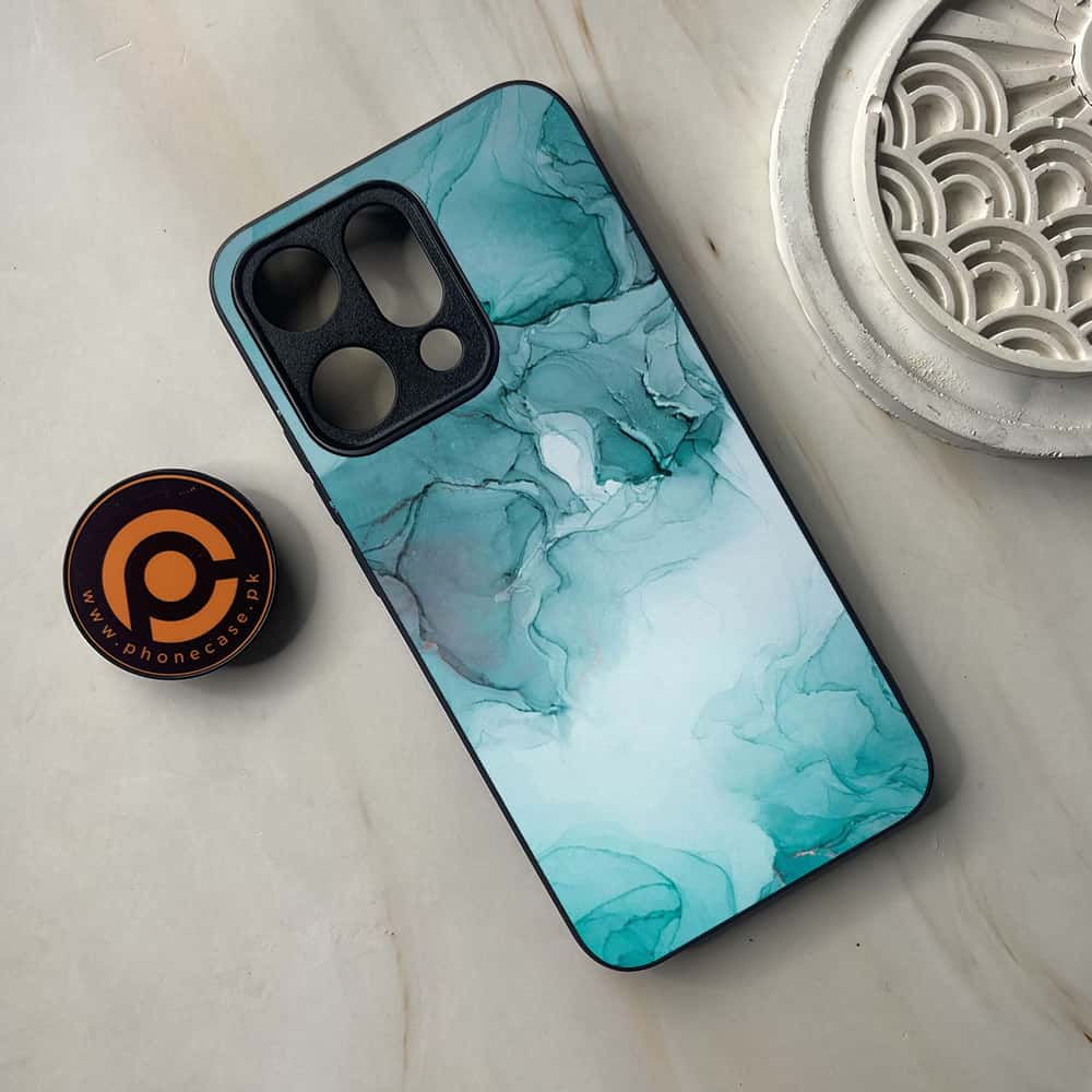 Oppo Reno 14 5G - Blue Marble Series - Premium Metal Printed soft Bumper shock Proof Case