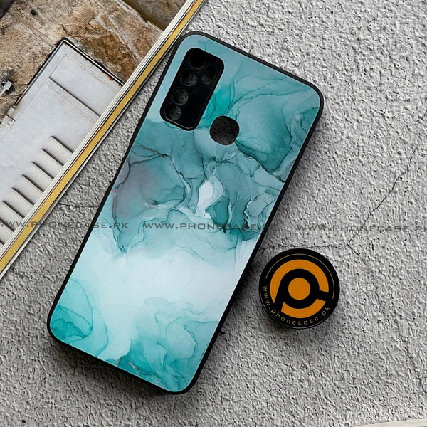 Infinix Note 7 Lite - Blue Marble Design 3 - Premium Printed Metal soft Bumper shock Proof Case  CS-35388