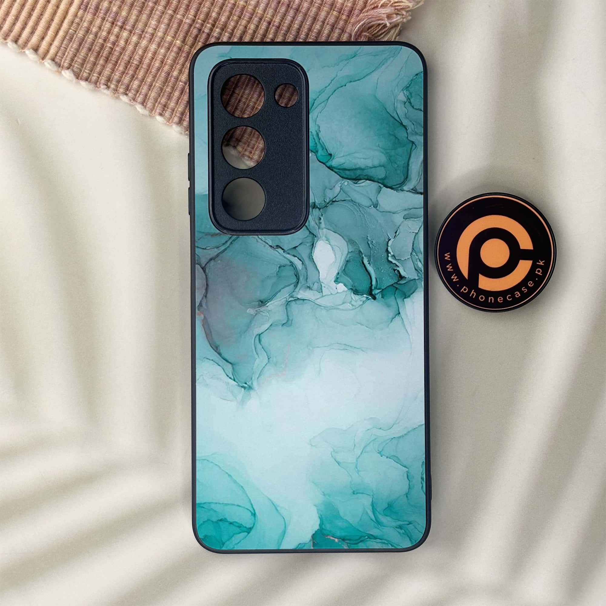 Oppo A5 2025 - Blue Marble Series - Premium Metal Printed soft Bumper shock Proof Case