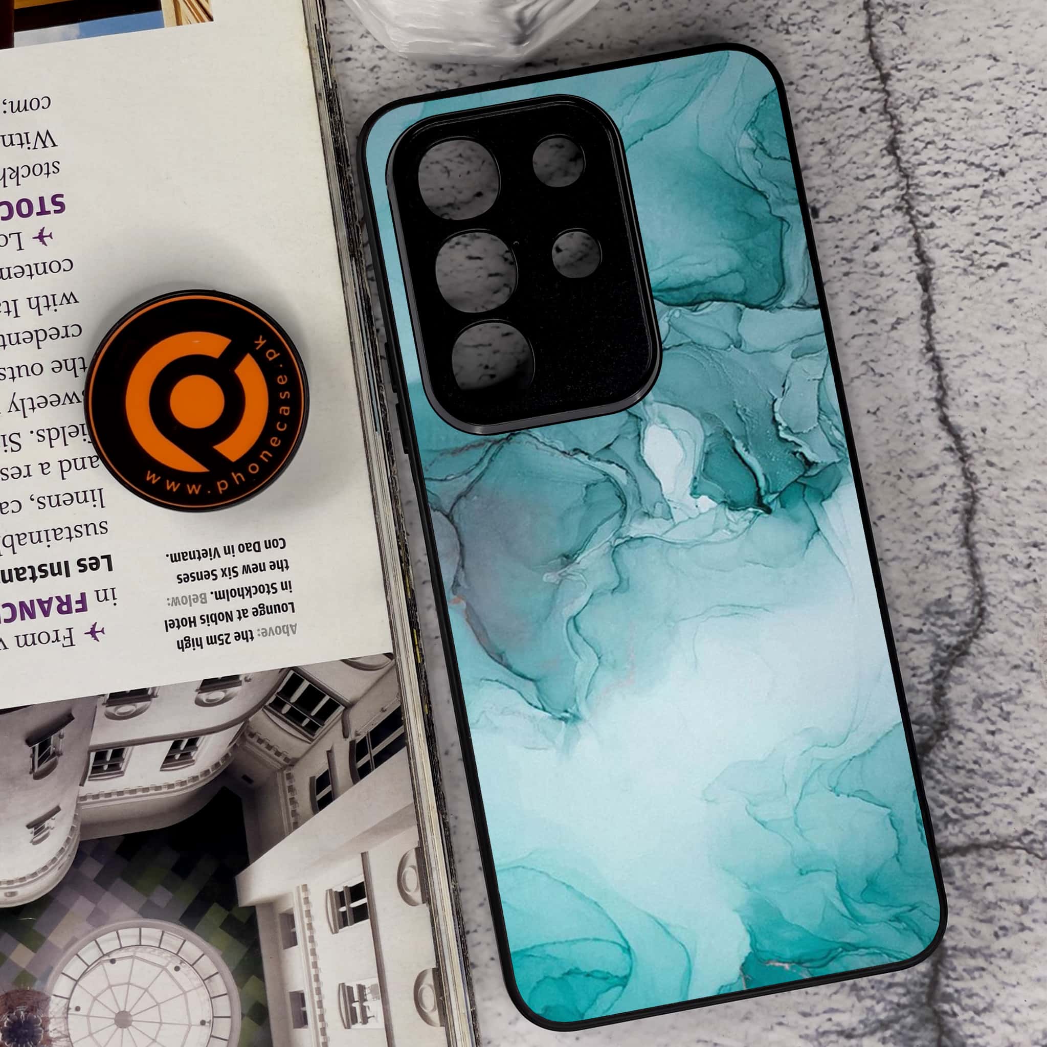 Vivo Y29 4G - Blue Marble Series - Premium Metal Printed soft Bumper Shock Proof Case