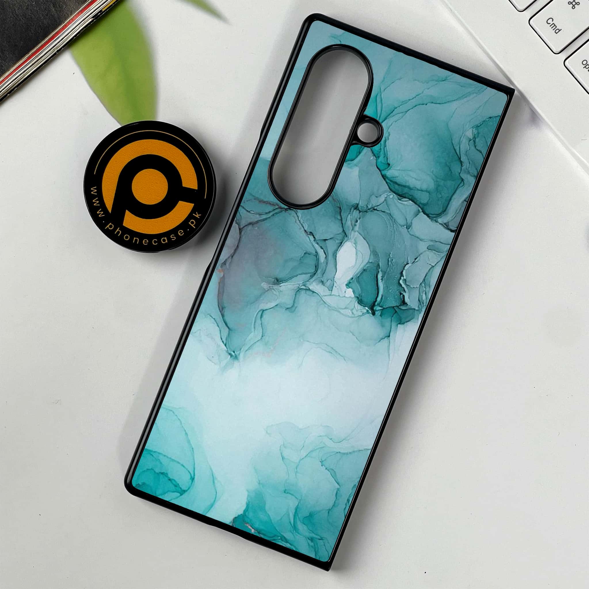 Samsung Galaxy Z Fold 7 - Blue Marble Series - Premium Metal Printed soft Bumper shock Proof Case
