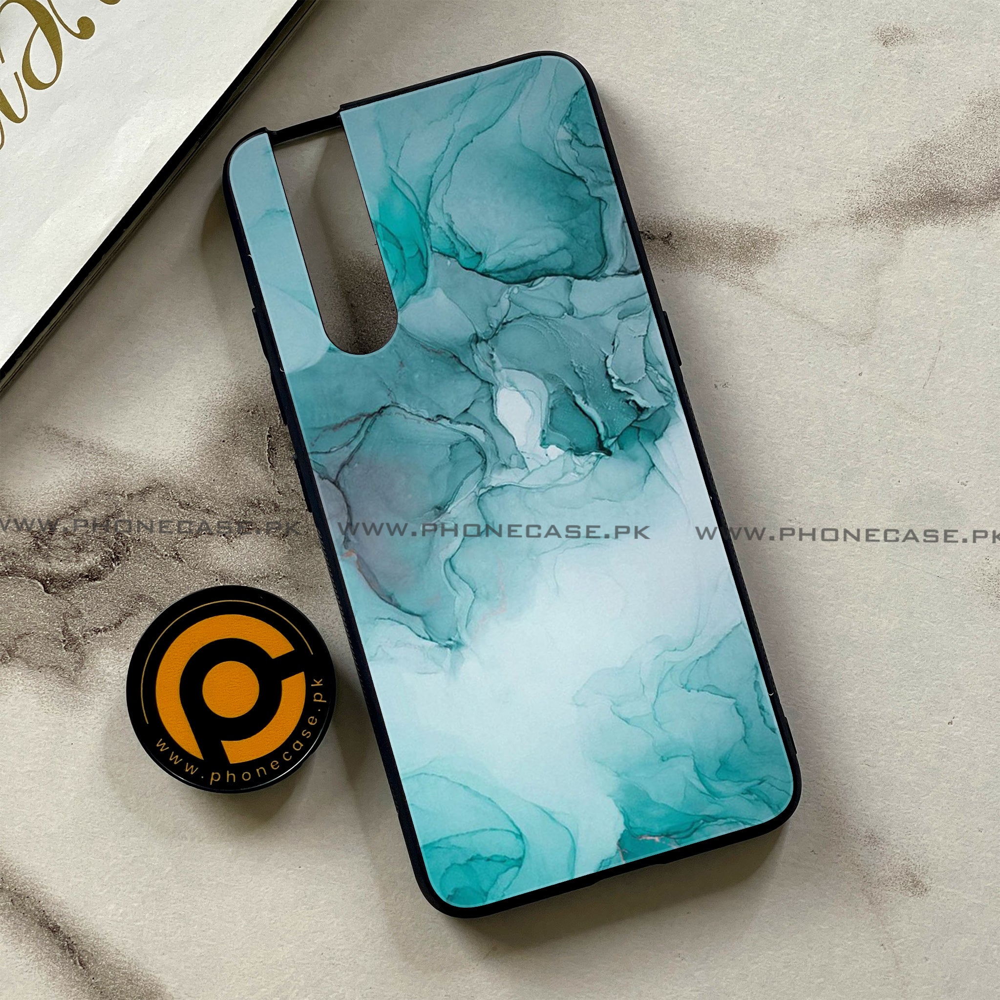 Vivo V15 Pro - Blue Marble Series - Premium Printed Glass soft Bumper shock Proof Case