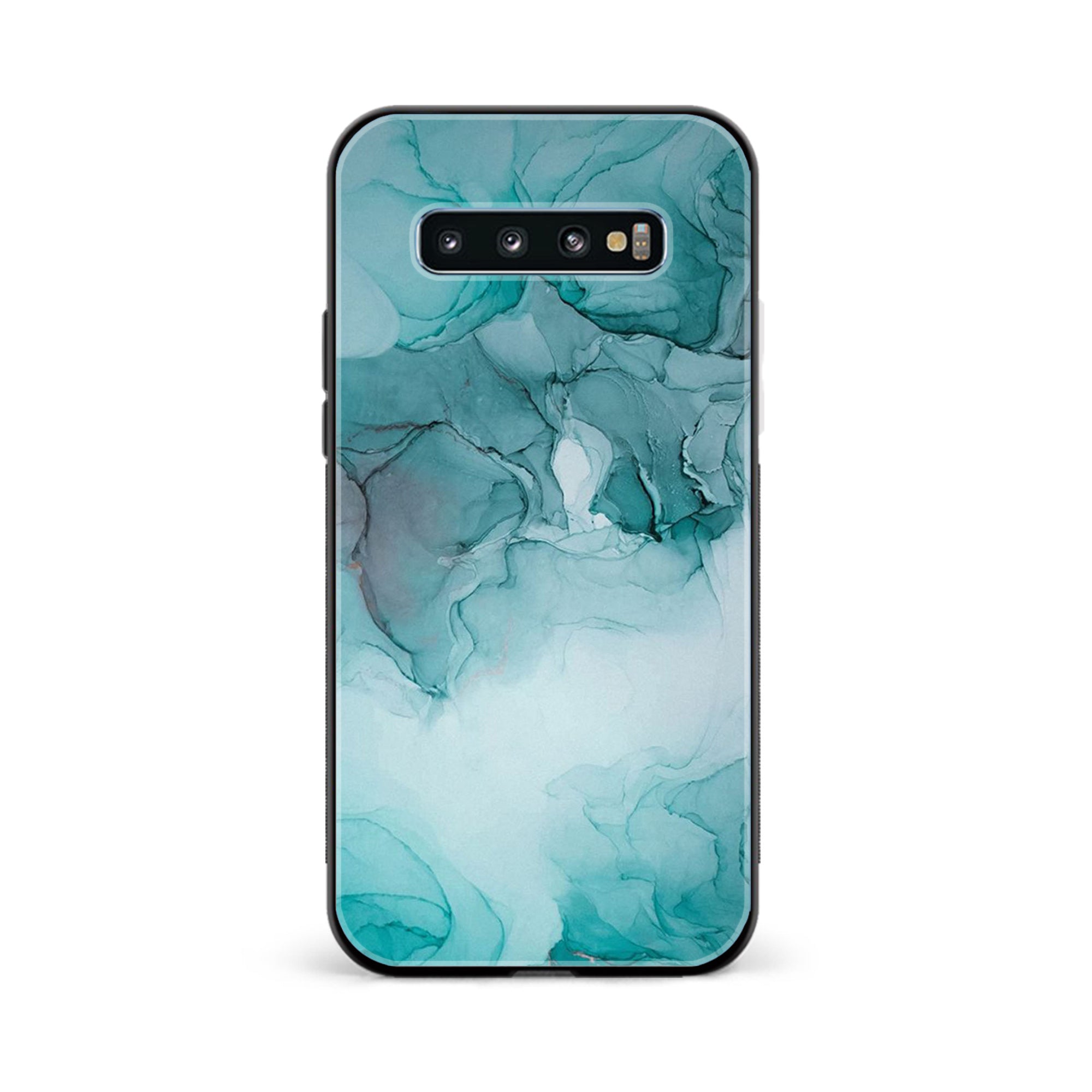 Galaxy S10 Plus - Blue Marble Series - Premium Printed Glass soft Bumper shock Proof Case
