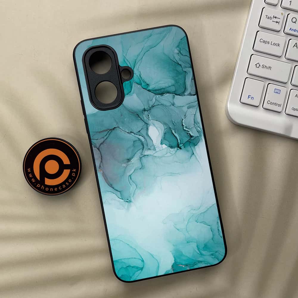 Tecno Spark Go 2 - Blue Marble Series - Premium Metal Printed soft Bumper Shock Proof Case