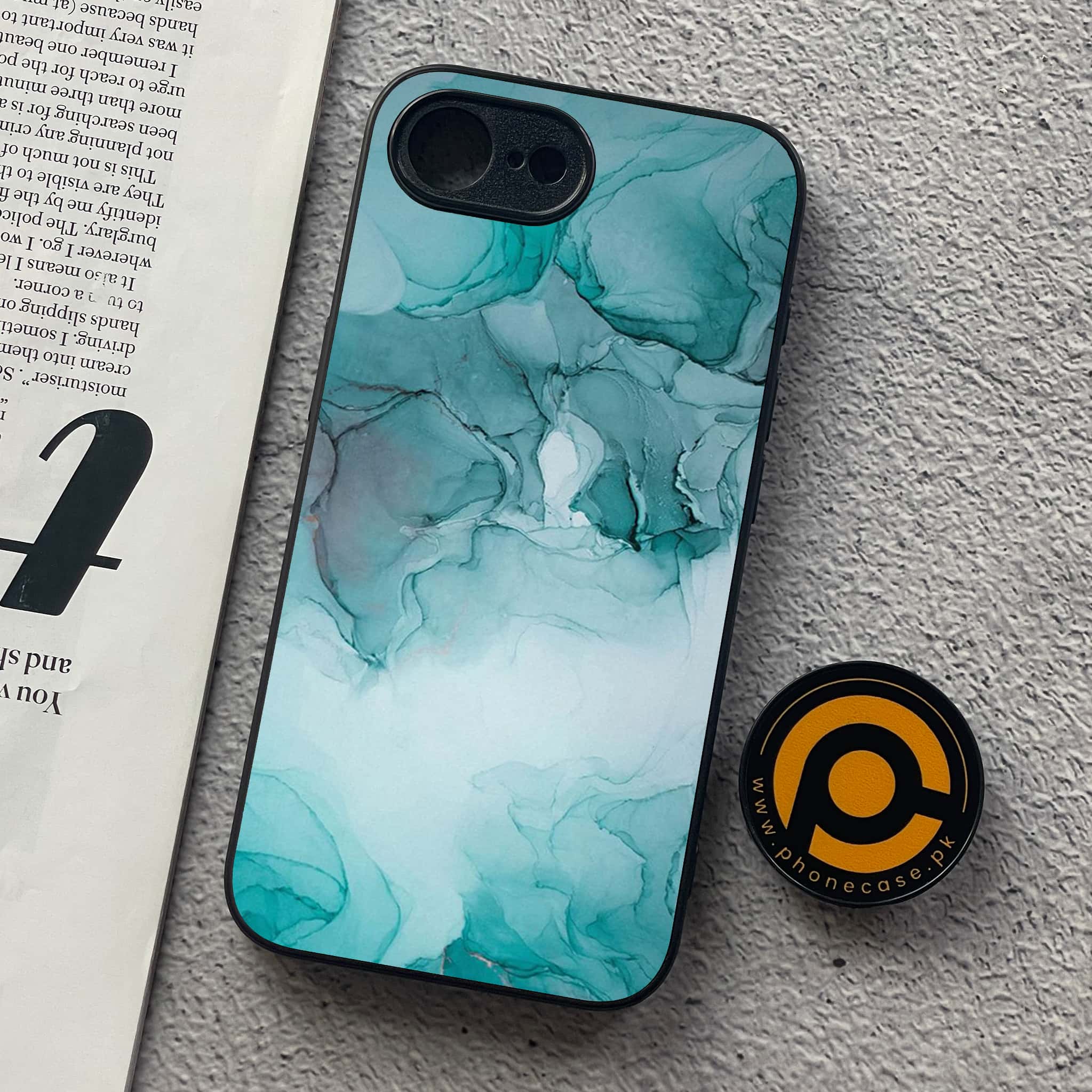 iPhone 16e - Blue Marble Series - Premium Metal  Printed soft Bumper shock Proof Case