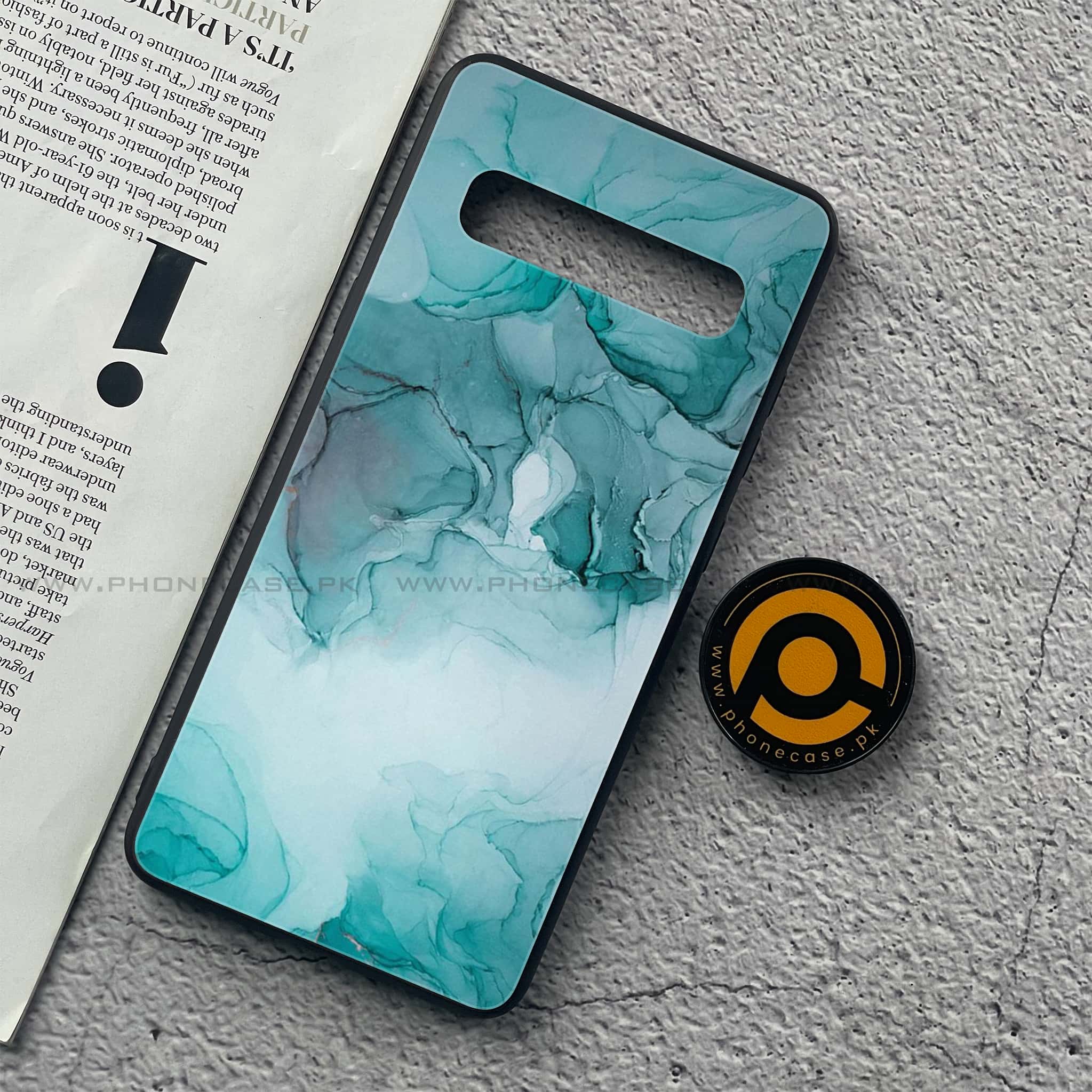 Samsung Galaxy S10 5G - Blue Marble Series - Premium Printed Glass soft Bumper shock Proof Case