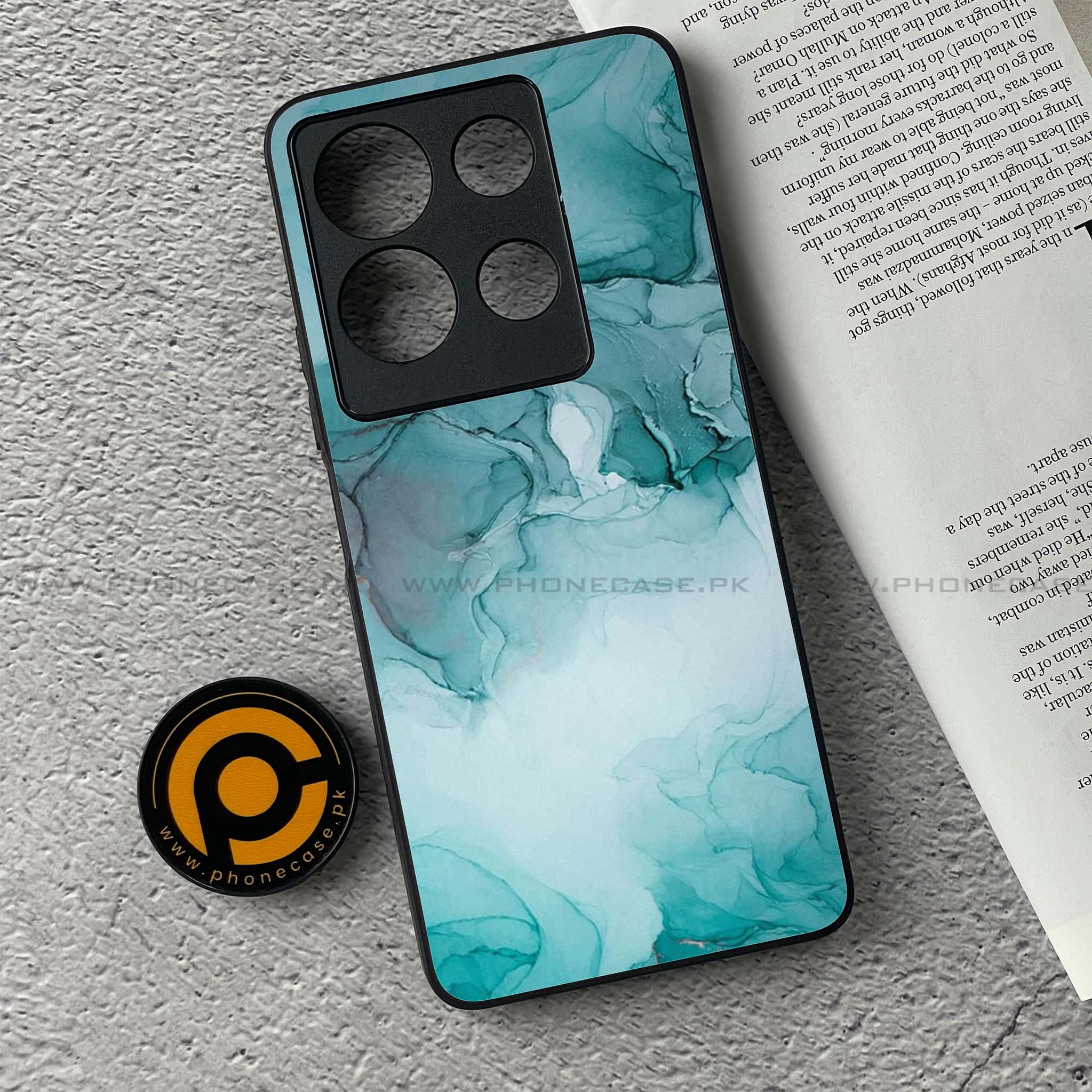 Infinix Note 30 - Blue Marble Series - Premium Printed Glass soft Bumper shock Proof Case