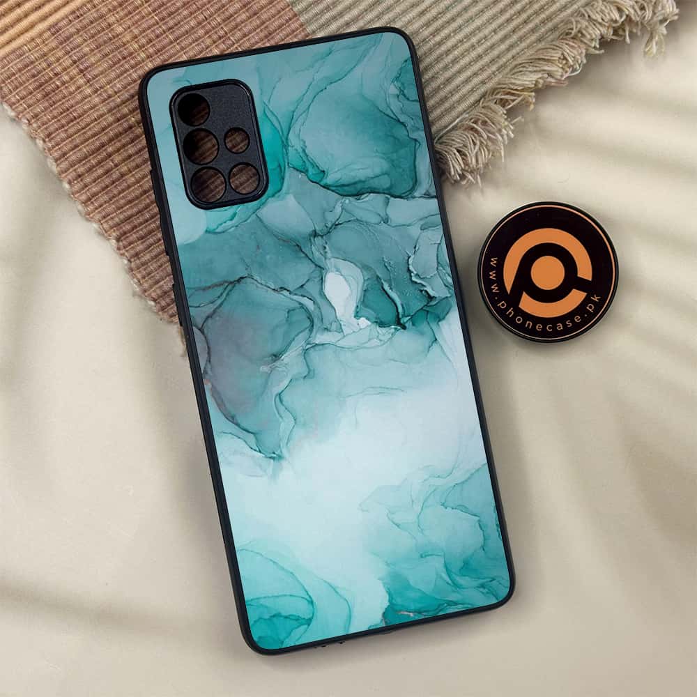 Samsung Galaxy A71 - Blue Marble Series - Premium Metal Printed soft Bumper shock Proof Case