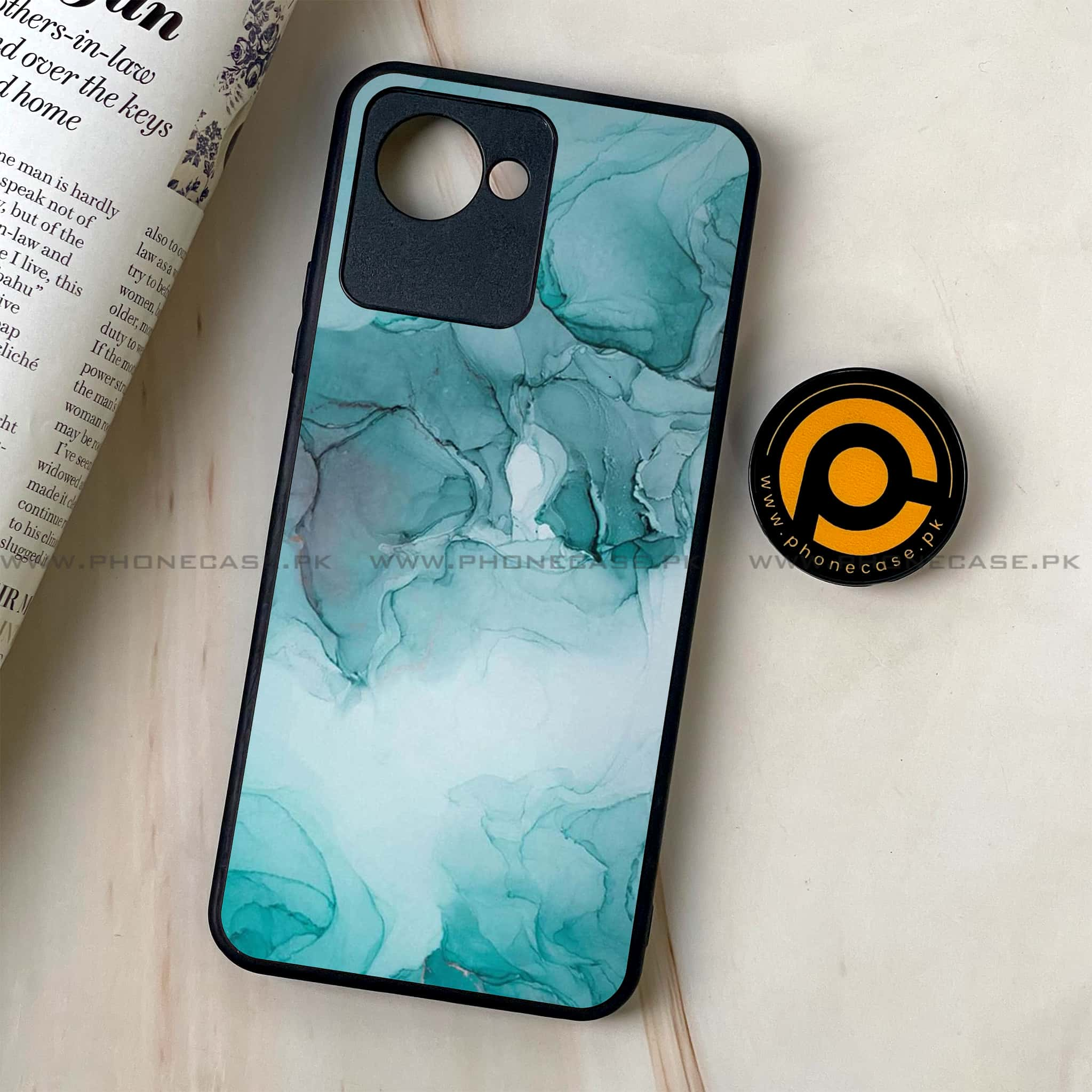 Realme C30 - Blue Marble Series - Premium Printed Glass soft Bumper shock Proof Case