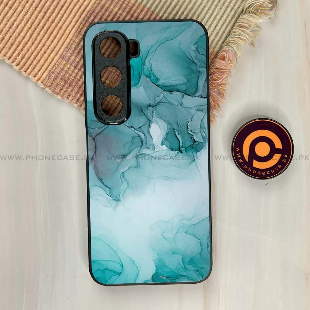 Infinix Hot 60i - Blue Marble Series - Premium Metal Printed soft Bumper shock Proof Case