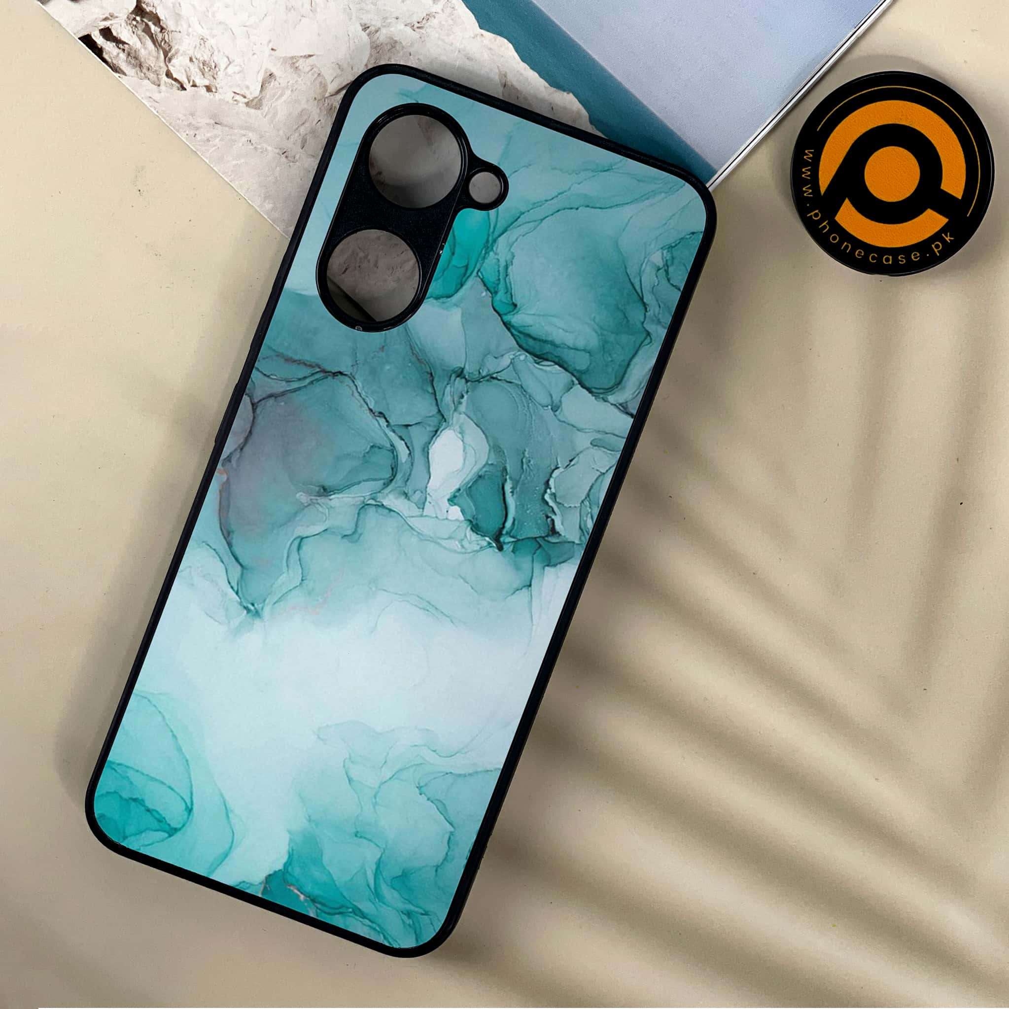 Vivo Y03 - Blue Marble Series - Premium Printed Metal soft Bumper shock Proof Case