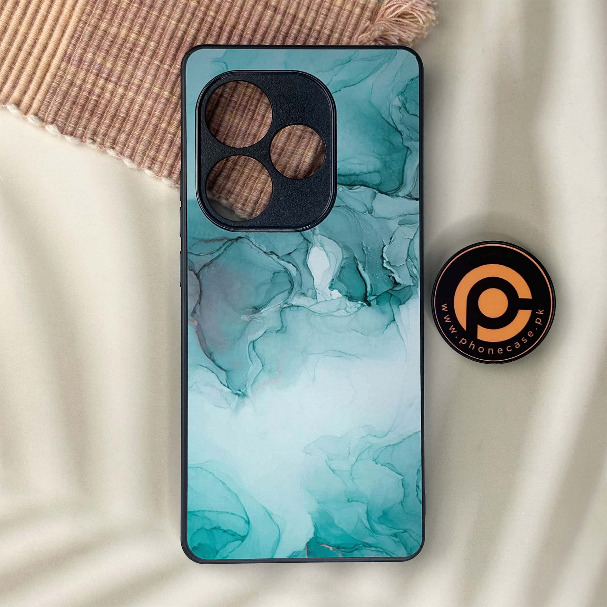 Realme GT 6 - Blue Marble Series - Premium Metal Printed soft Bumper shock Proof Case