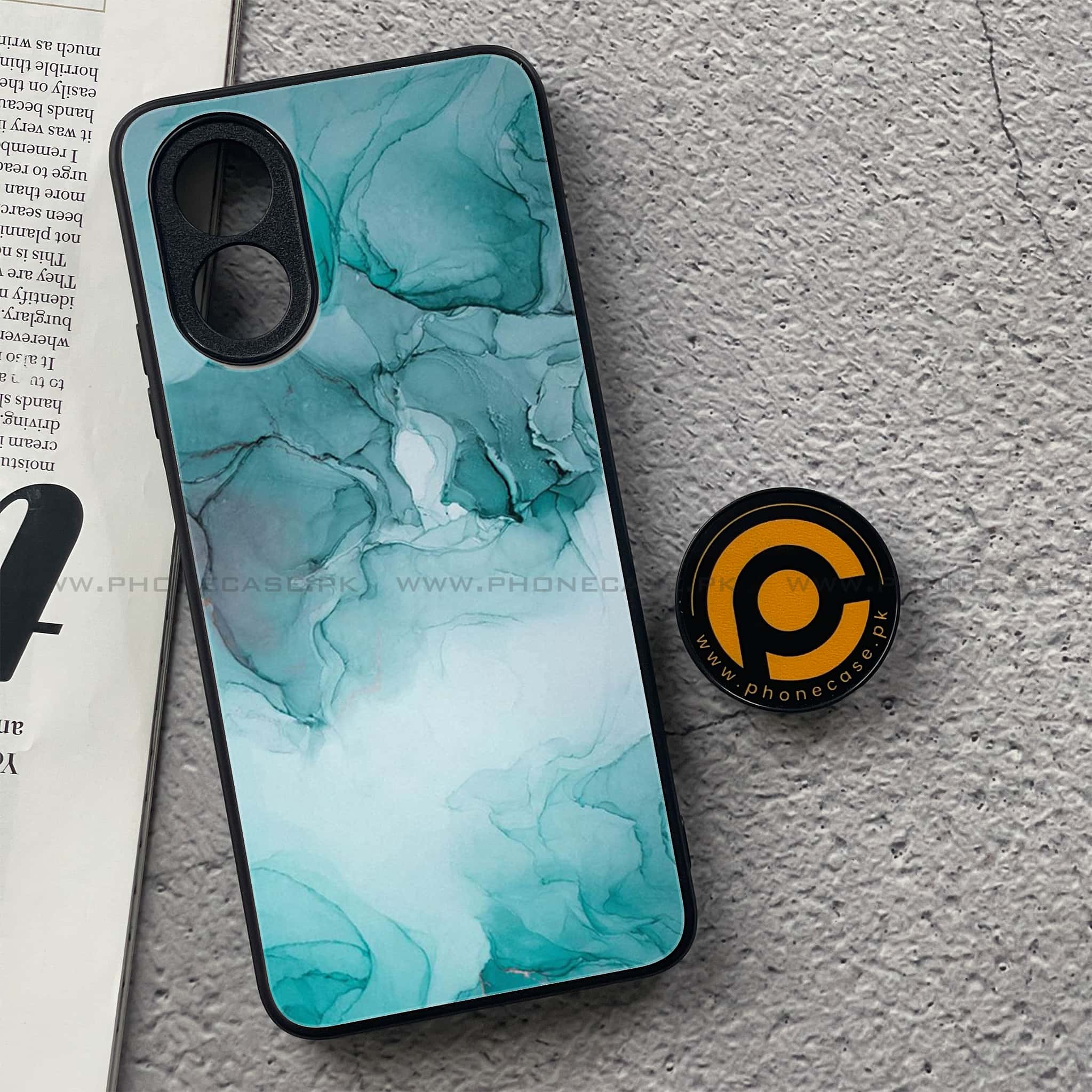 Oppo A18 4G - Blue Marble Series - Premium Printed Glass soft Bumper shock Proof Case