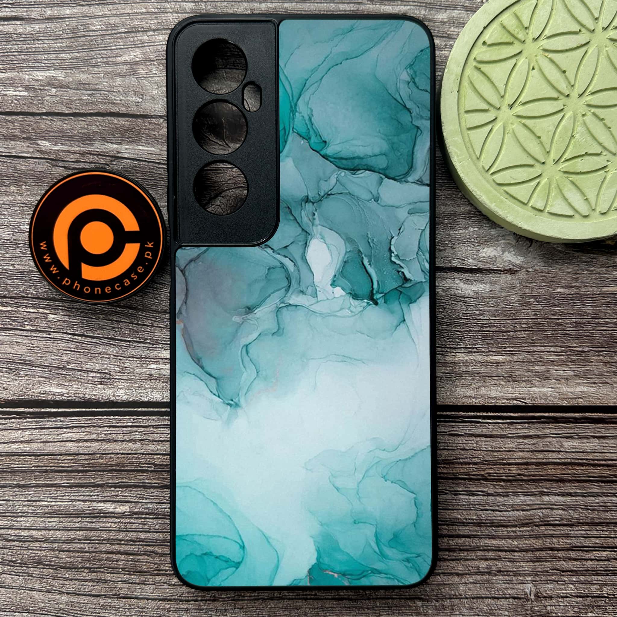 Realme C65  - Blue Marble Series - Premium Metal Printed soft Bumper shock Proof Case