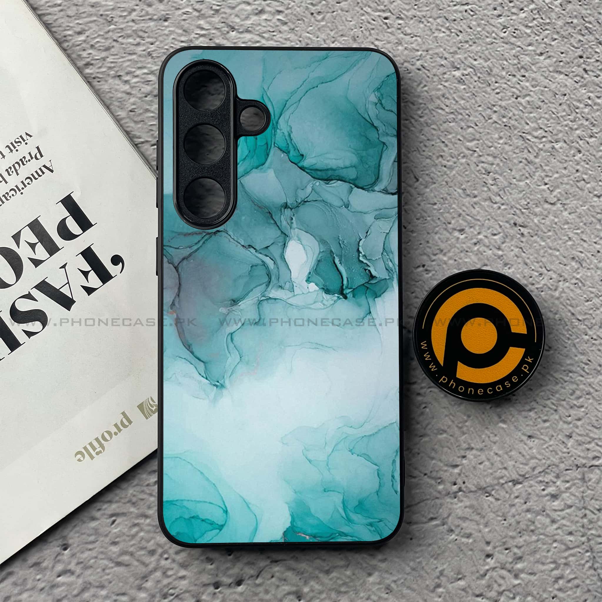 Samsung Galaxy S25 FE - Blue Marble Series - Premium Metal Printed soft Bumper shock Proof Case