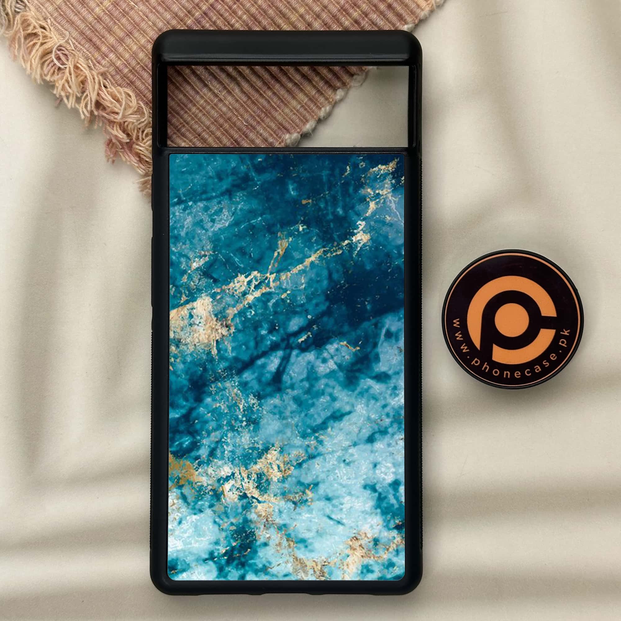 Google Pixel 6 - Blue Marble Series - Premium Metal Printed soft Bumper Shock Proof Case