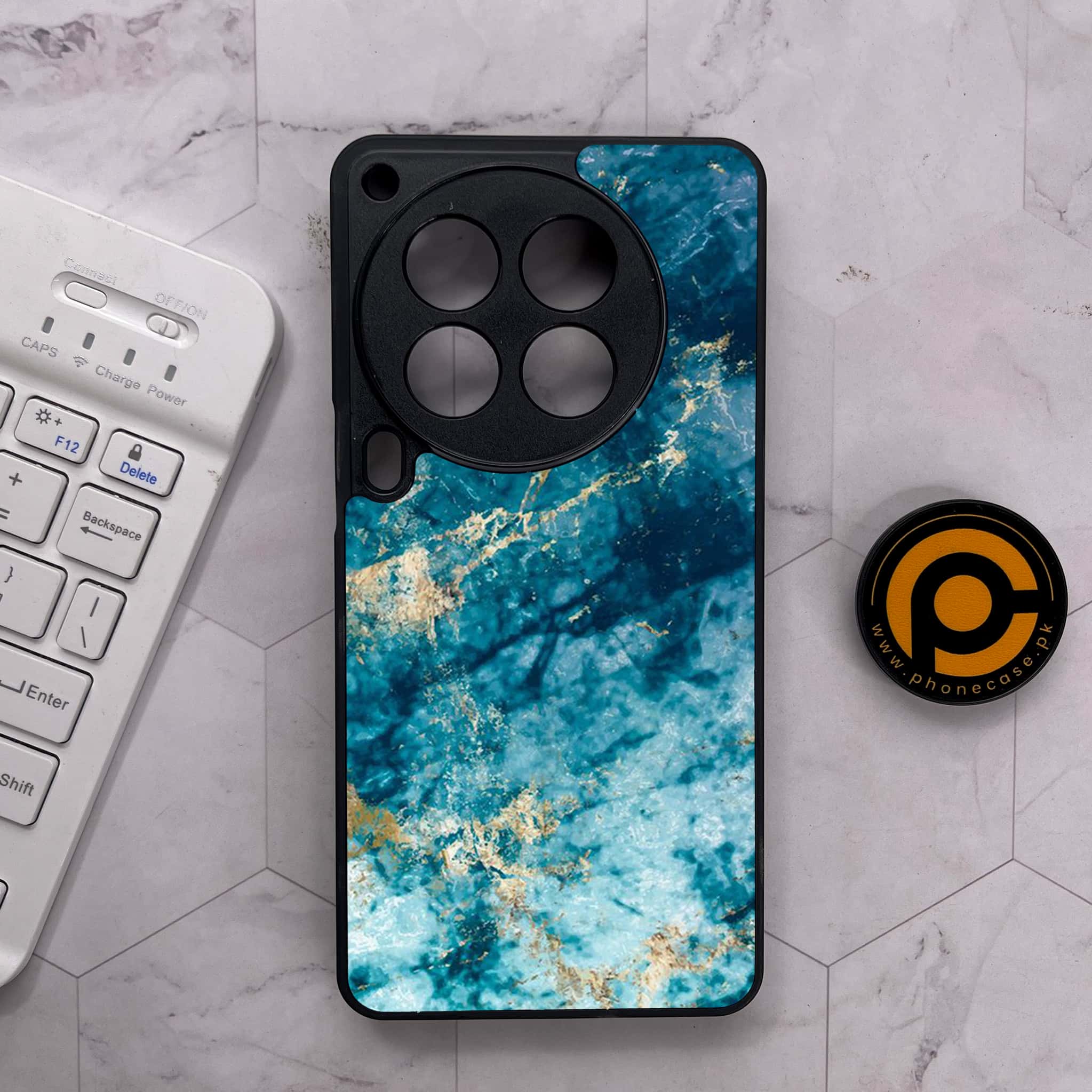 Tecno Camon 30 Premier - Blue Marble Series - Premium Metal Printed soft Bumper shock Proof Case
