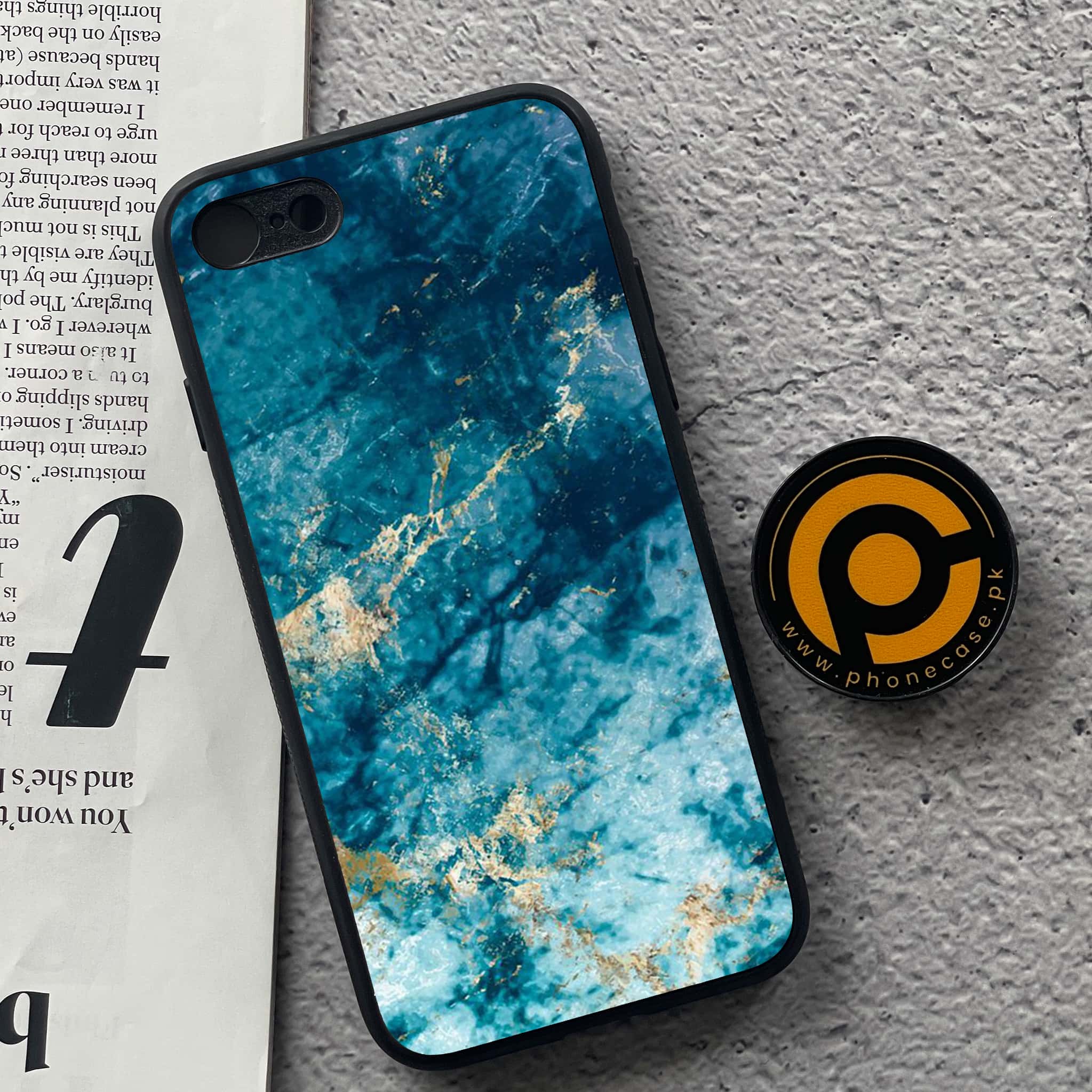 iPhone 7 / 8 - Blue Marble Series - Premium Printed Glass soft Bumper shock Proof Case
