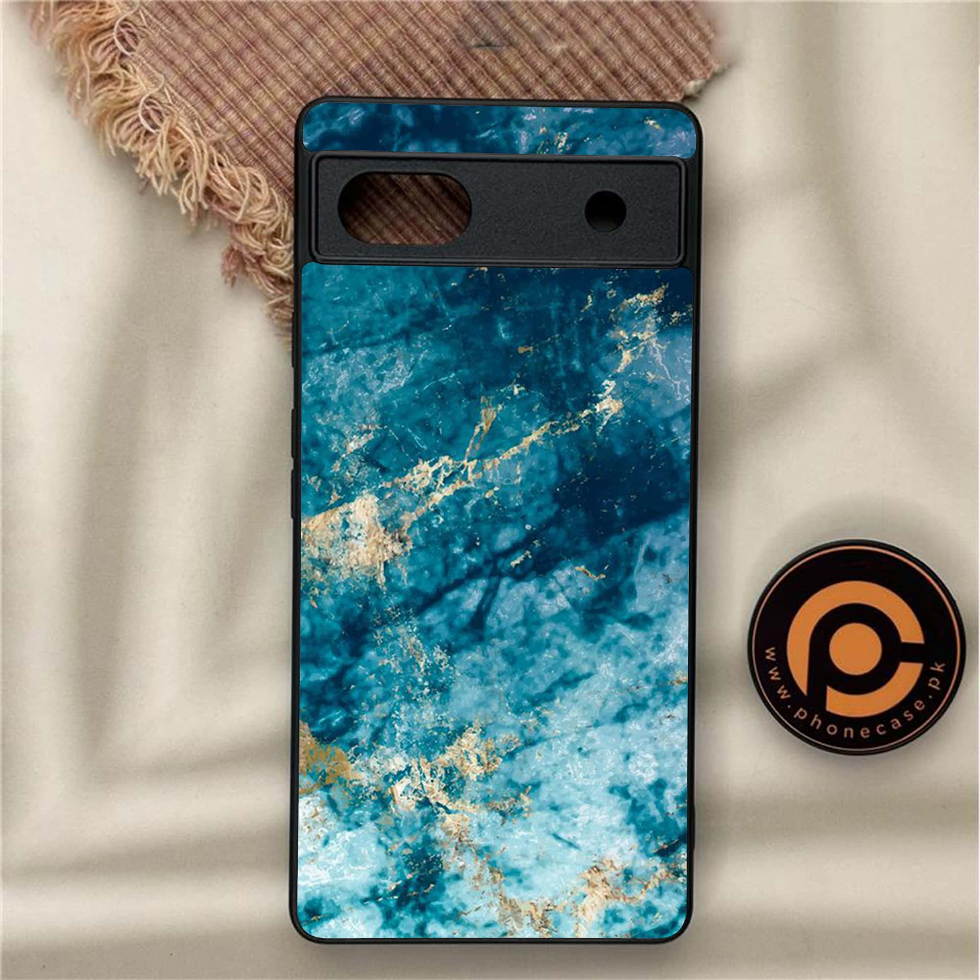 Google Pixel 6A - Blue Marble Series - Premium Metal Printed soft Bumper Shock Proof Case