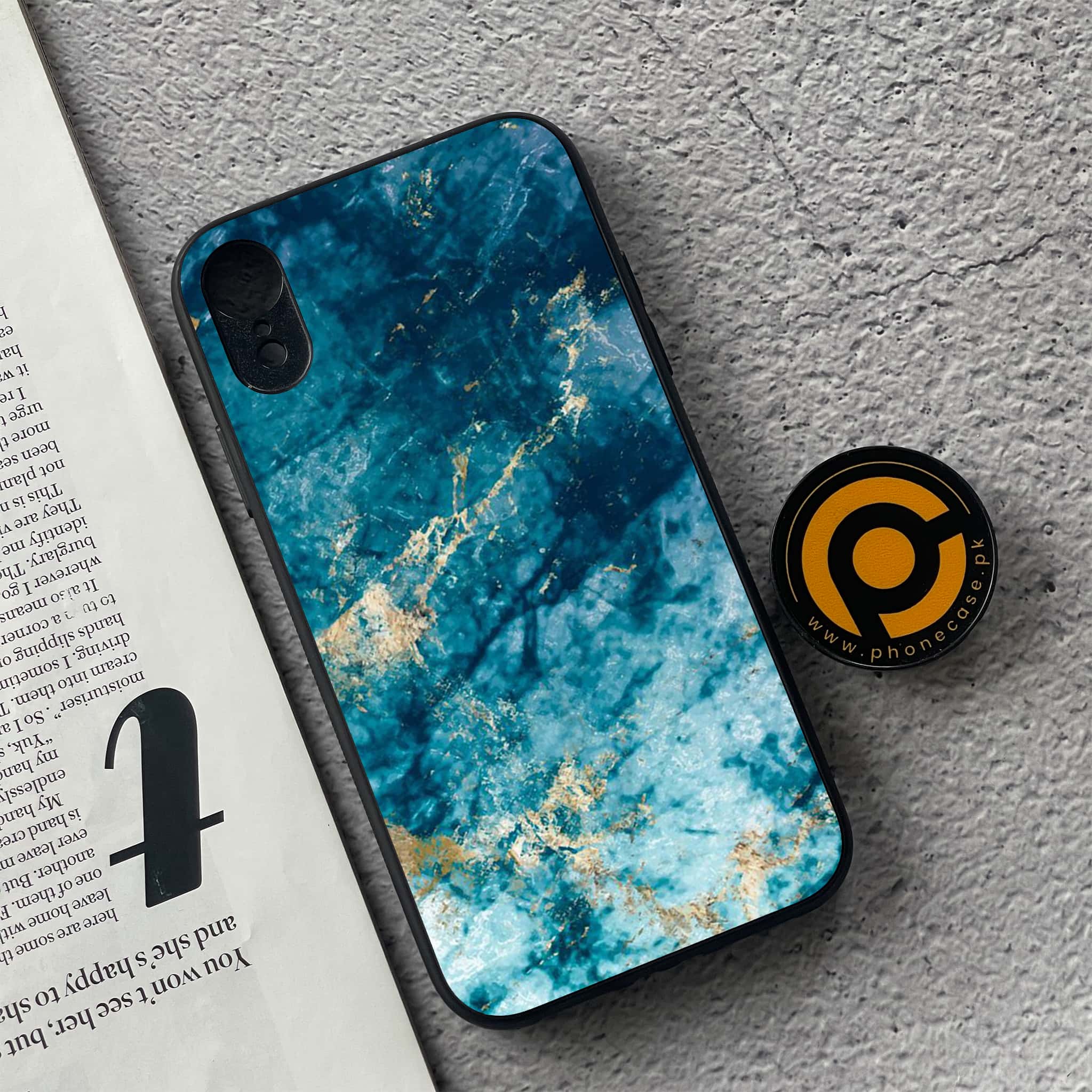 iPhone XR - Blue Marble Series - Premium Metal Printed soft Bumper shock Proof Case