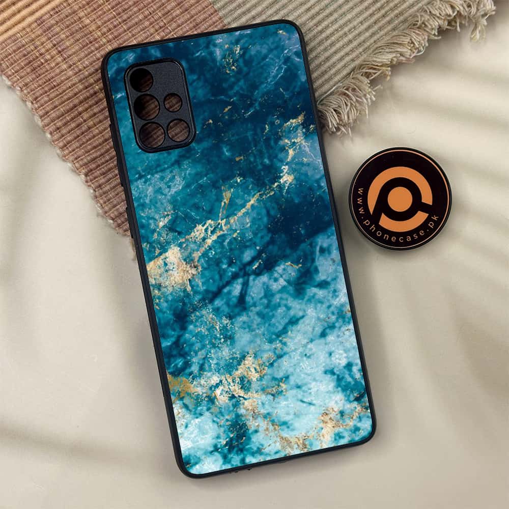 Samsung Galaxy A71 - Blue Marble Series - Premium Metal Printed soft Bumper shock Proof Case