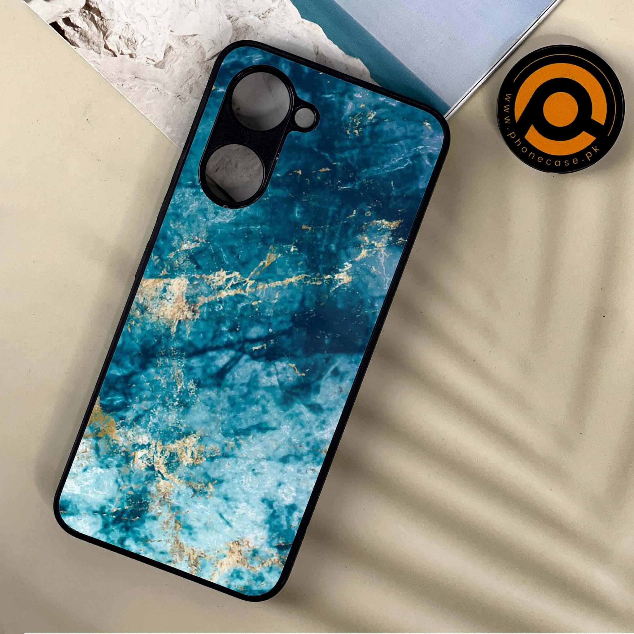 Vivo Y03 - Blue Marble Series - Premium Printed Metal soft Bumper shock Proof Case