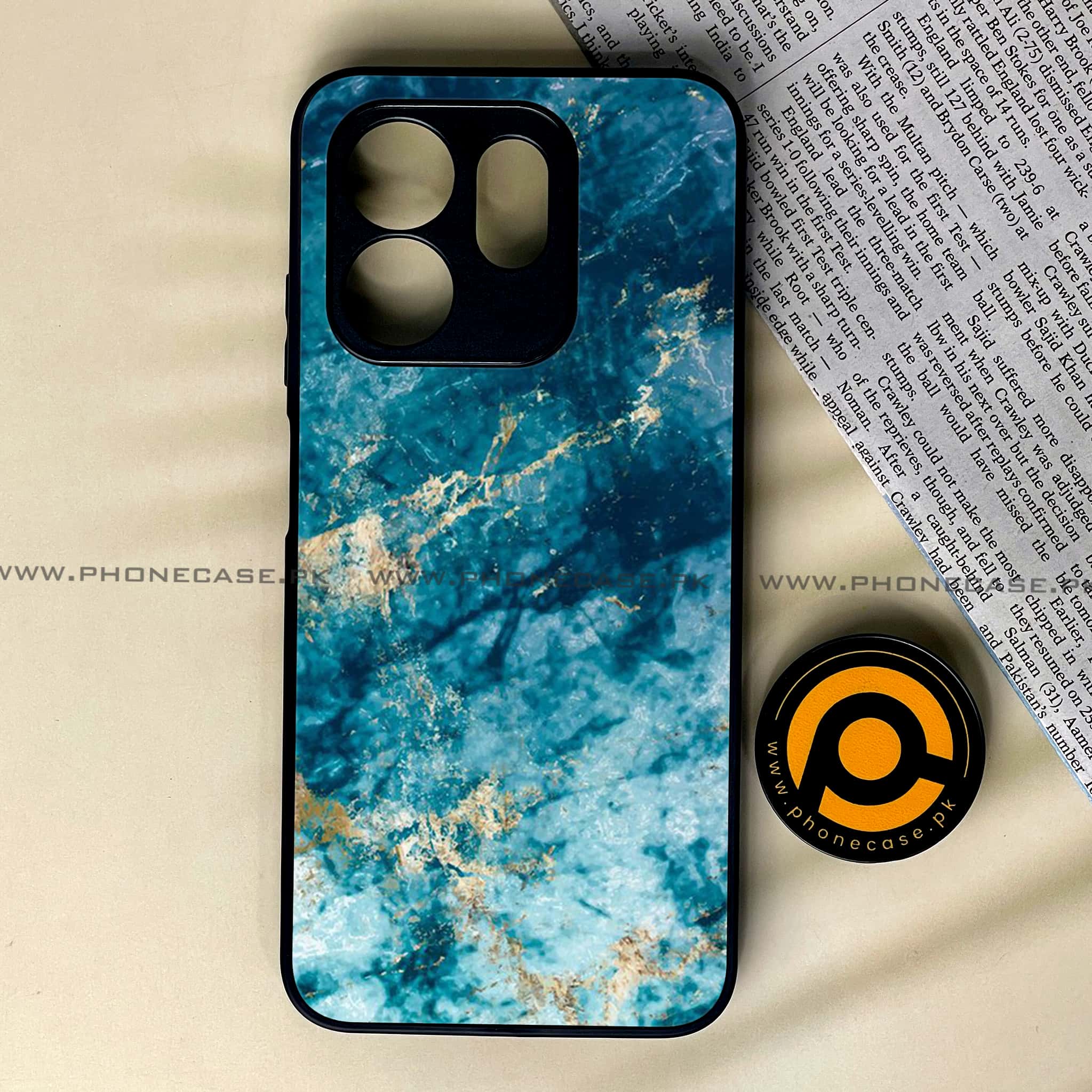 Infinix Smart 9 HD - Blue Marble Series - Premium Metal Printed soft Bumper shock Proof Case