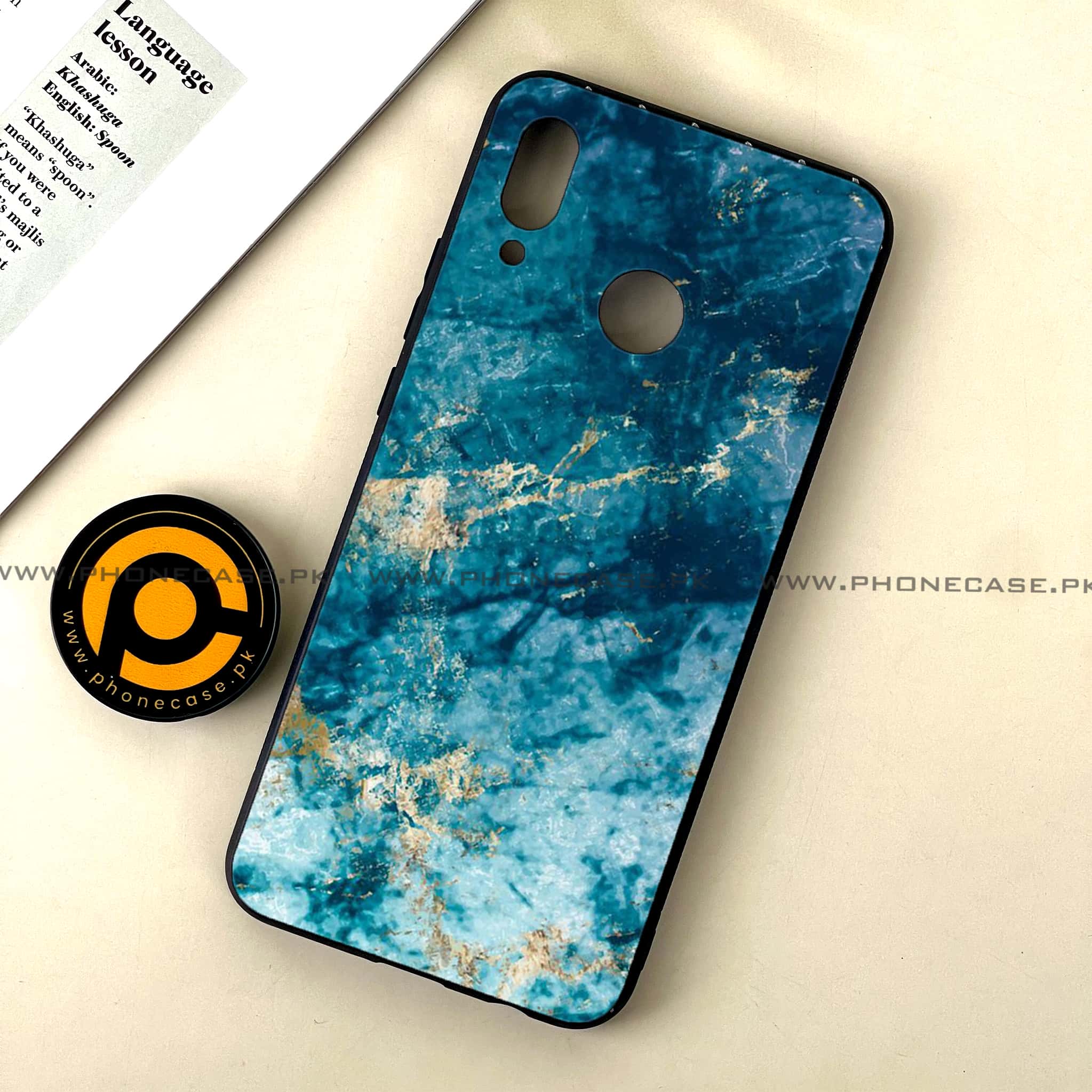 Huawei Nova 3 - Blue Marble Series - Premium Printed Glass soft Bumper shock Proof Case