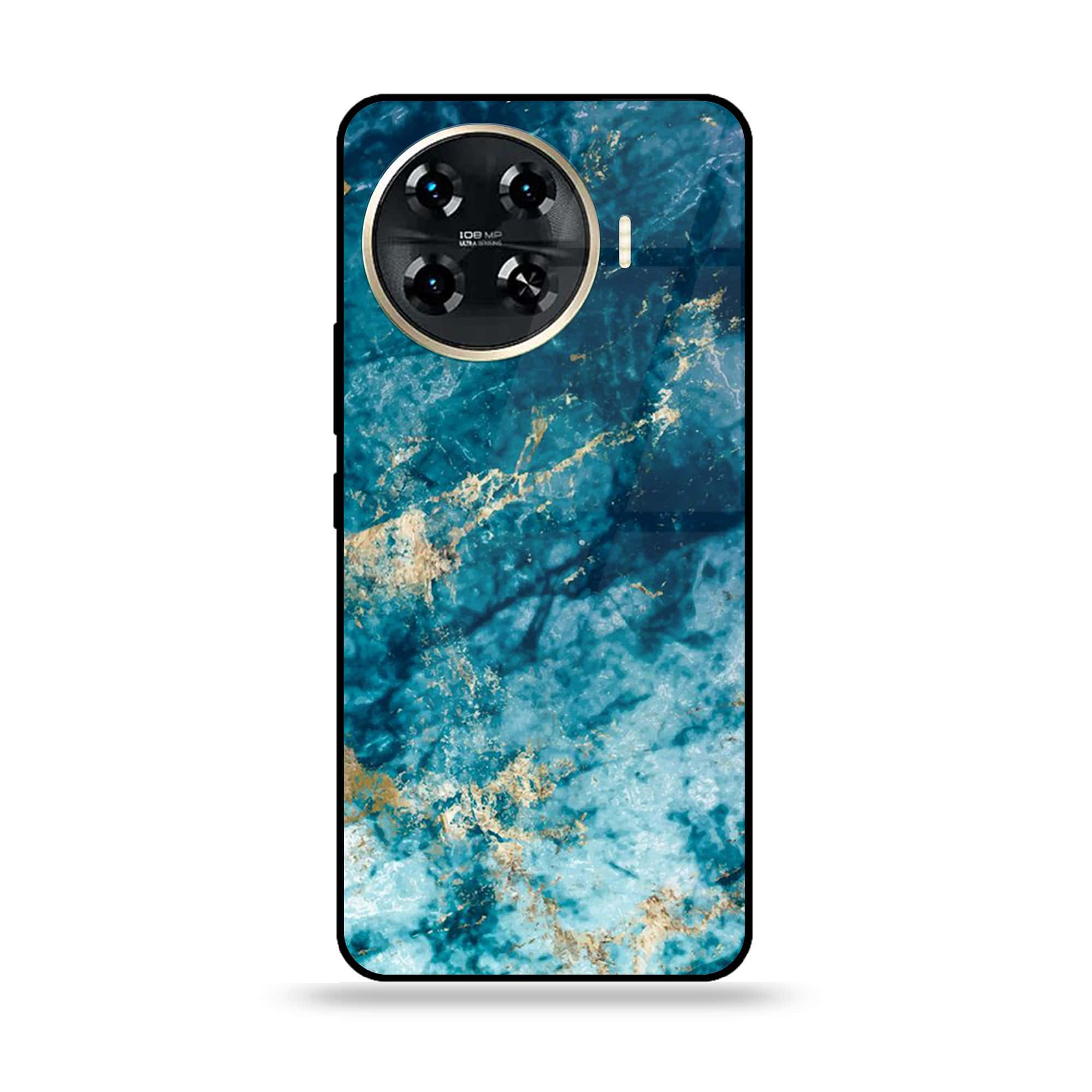 Tecno Spark 20 pro plus - Blue Marble Series - Premium Printed Glass soft Bumper shock Proof Case