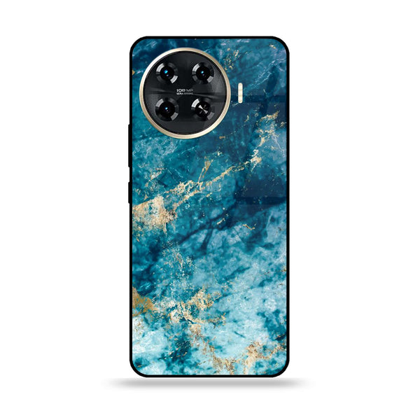 Tecno Spark 20 pro plus - Blue Marble Design 4- Premium Printed Glass soft Bumper shock Proof Case CS-18236