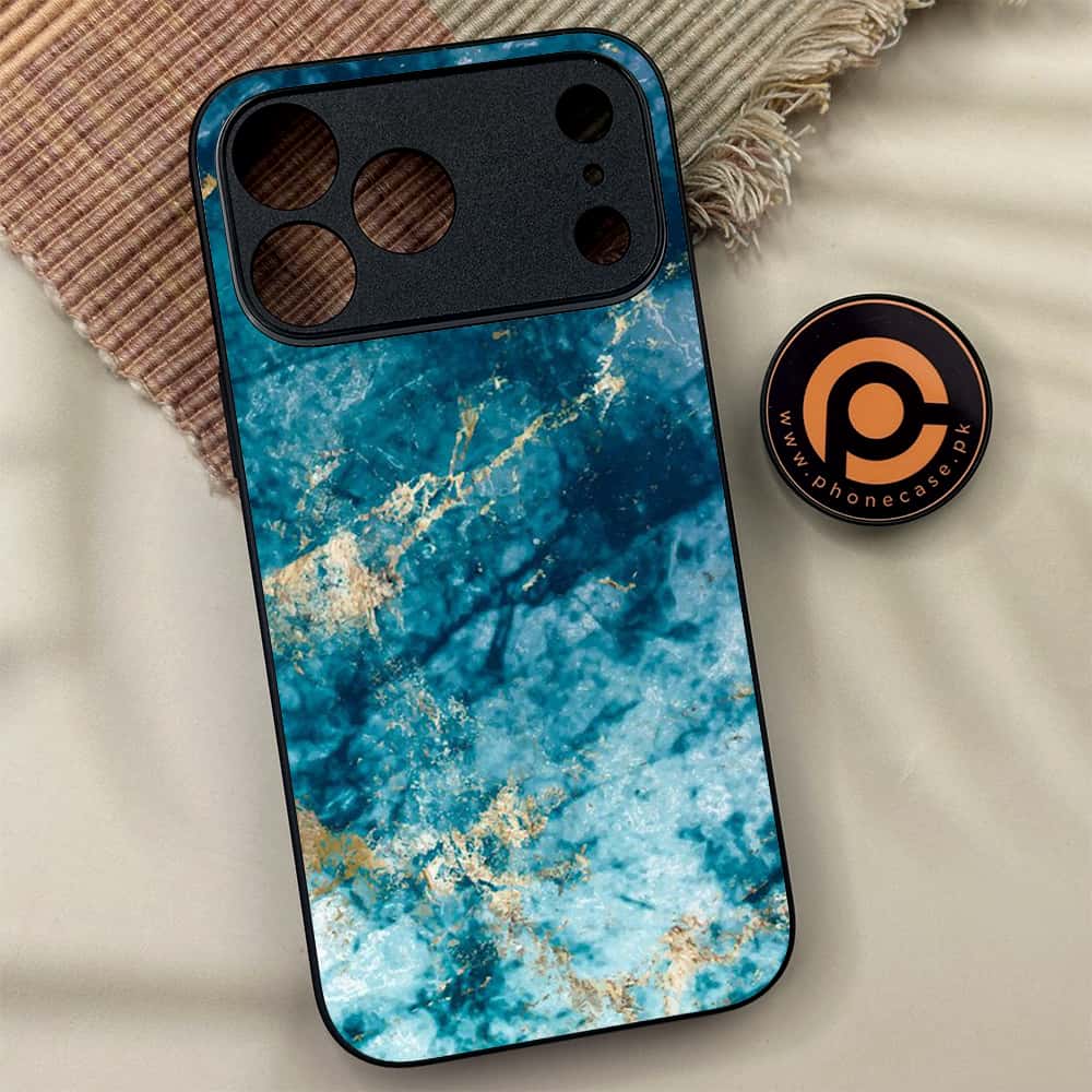 iPhone 17 Pro Max - Blue Marble Series - Premium Metal Printed soft Bumper shock Proof Case