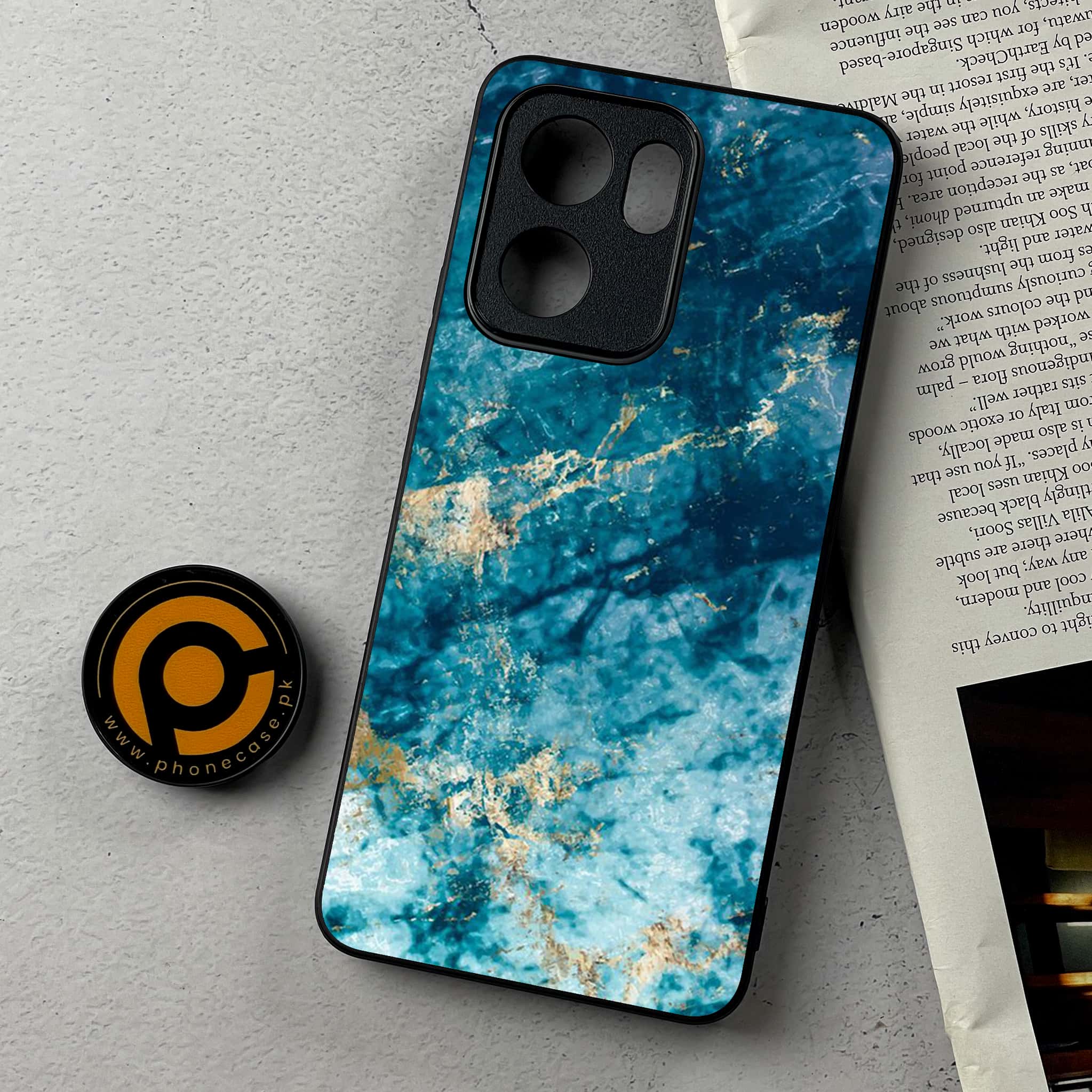 Oppo Reno 13F - Blue Marble Series - Premium Metal Printed Soft Bumper Shockproof Case
