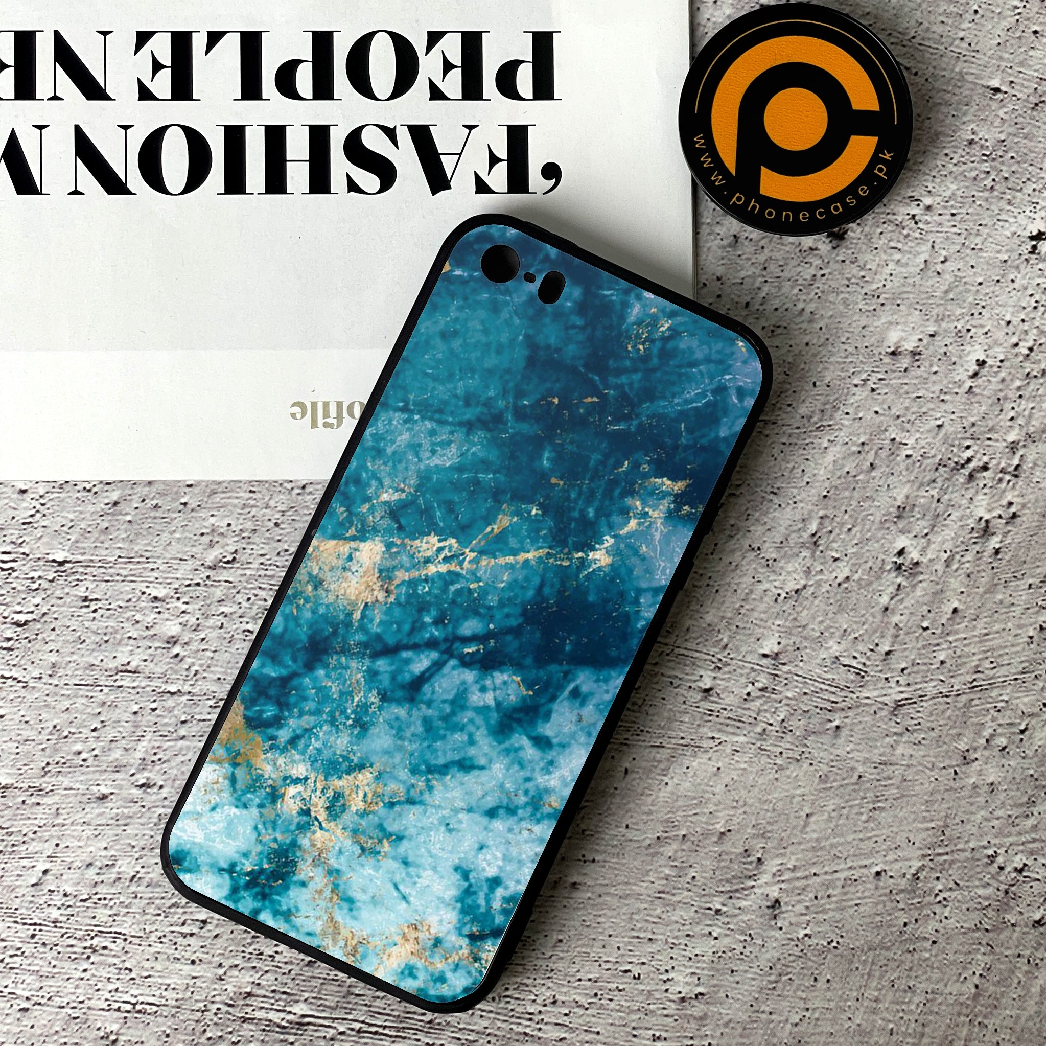 iPhone 5/5c/5s - Blue Marble Series - Premium Printed Glass soft Bumper shock Proof Case