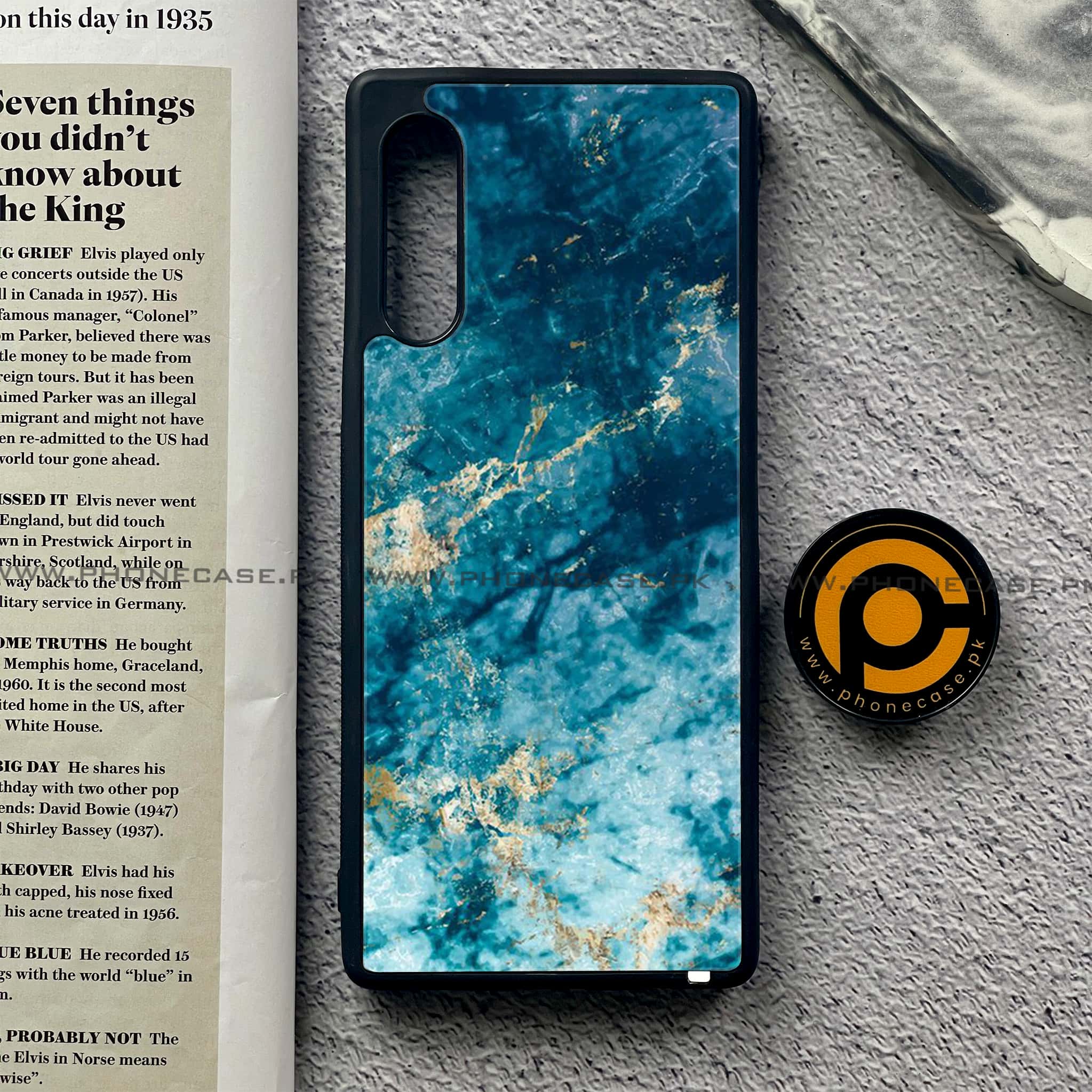 LG G9 - Blue Marble Series - Premium Printed Glass soft Bumper shock Proof Case