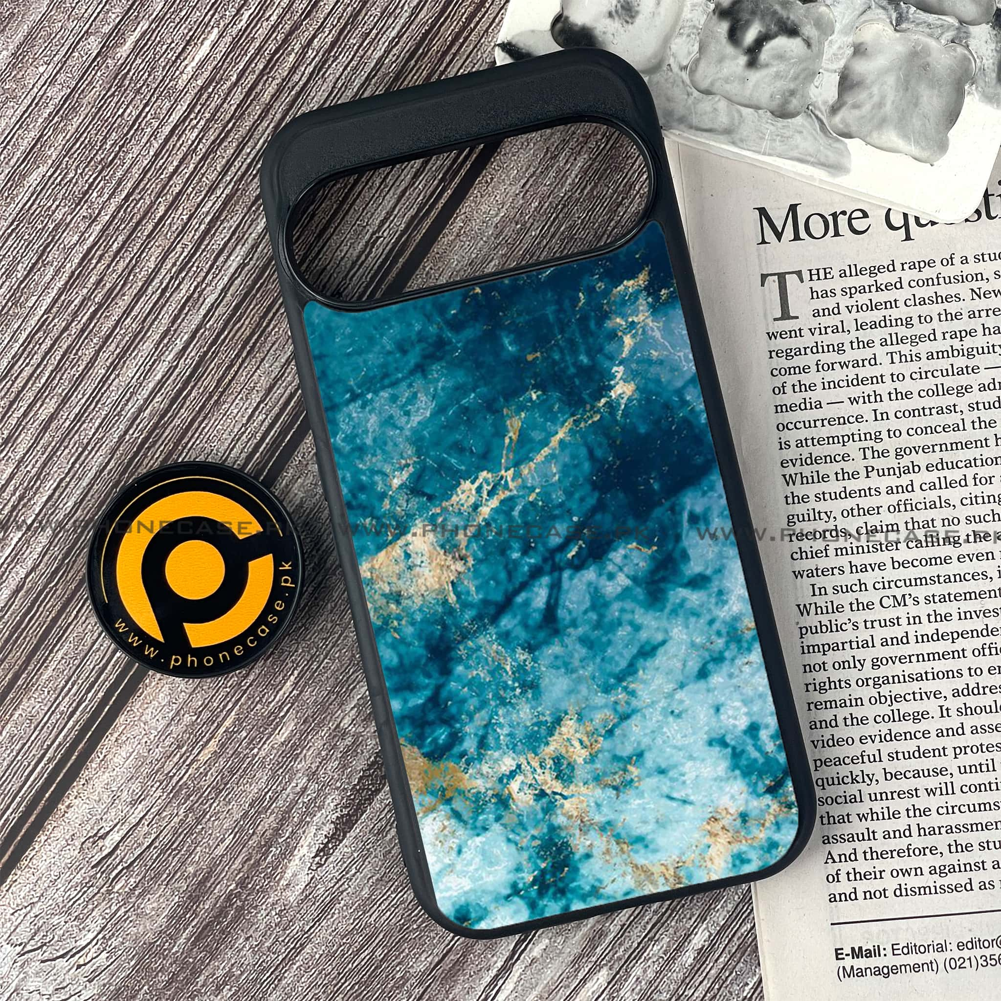 Google Pixel 9 Pro - Blue Marble Series - Premium Printed Glass soft Bumper shock Proof Case