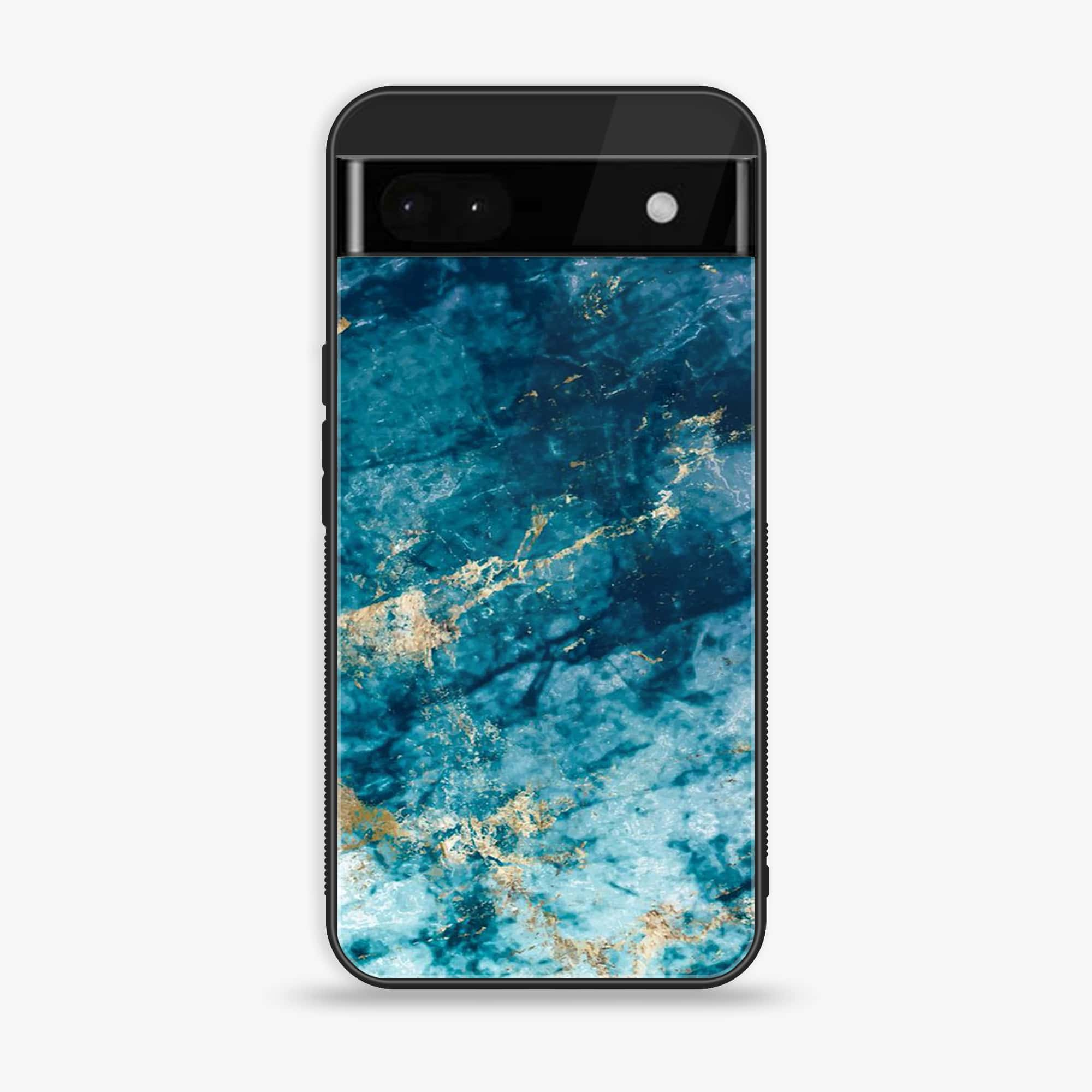 Google Pixel 6A - Blue Marble Series - Premium Printed Glass soft Bumper shock Proof Case