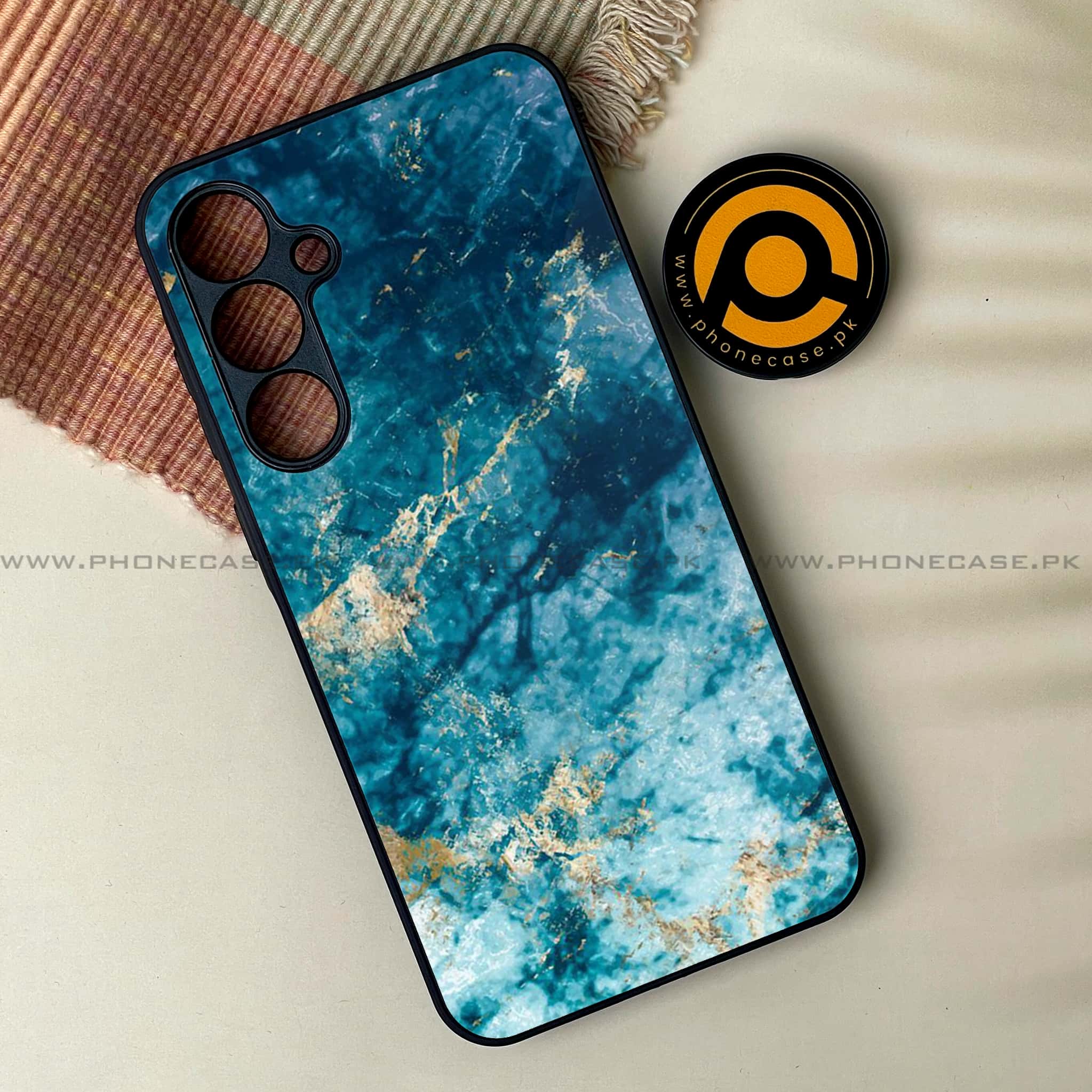 Samsung Galaxy S24 FE - Blue Marble Series - Premium Metal Printed soft Bumper shock Proof Case