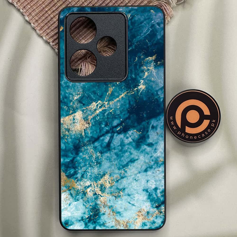 Realme GT 7T - Blue Marble Series - Premium Metal Printed soft Bumper shock Proof Case