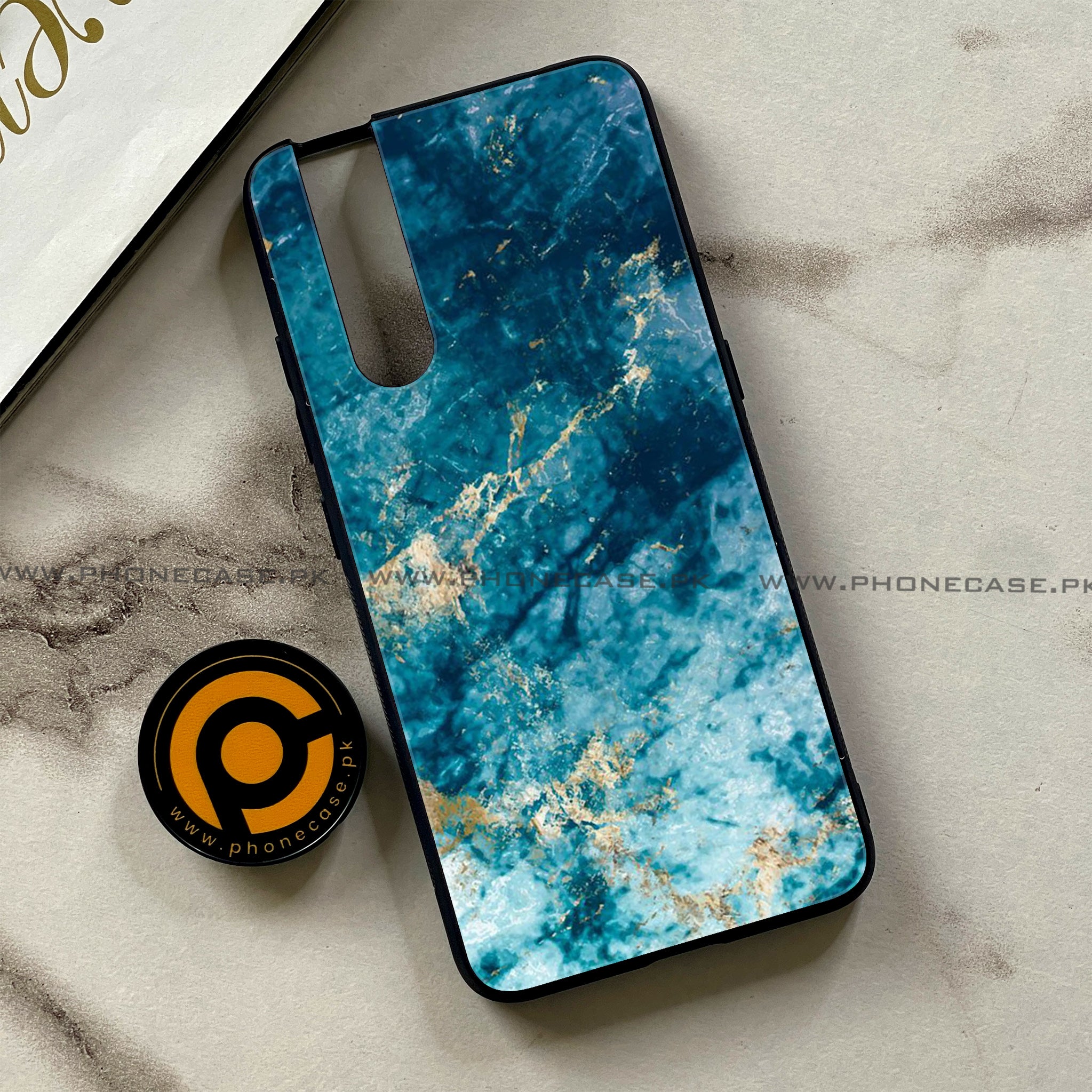 Vivo V15 Pro - Blue Marble Series - Premium Printed Glass soft Bumper shock Proof Case